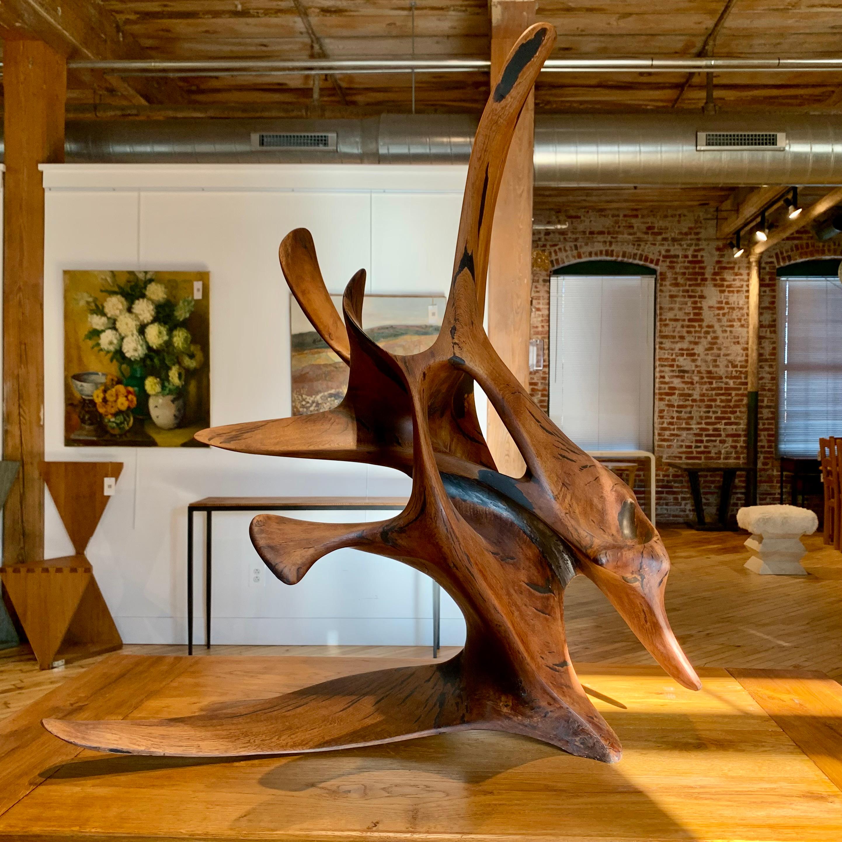 John Spielman (British, born 1944) large abstract carved wood sculpture c. 1970 For Sale 1