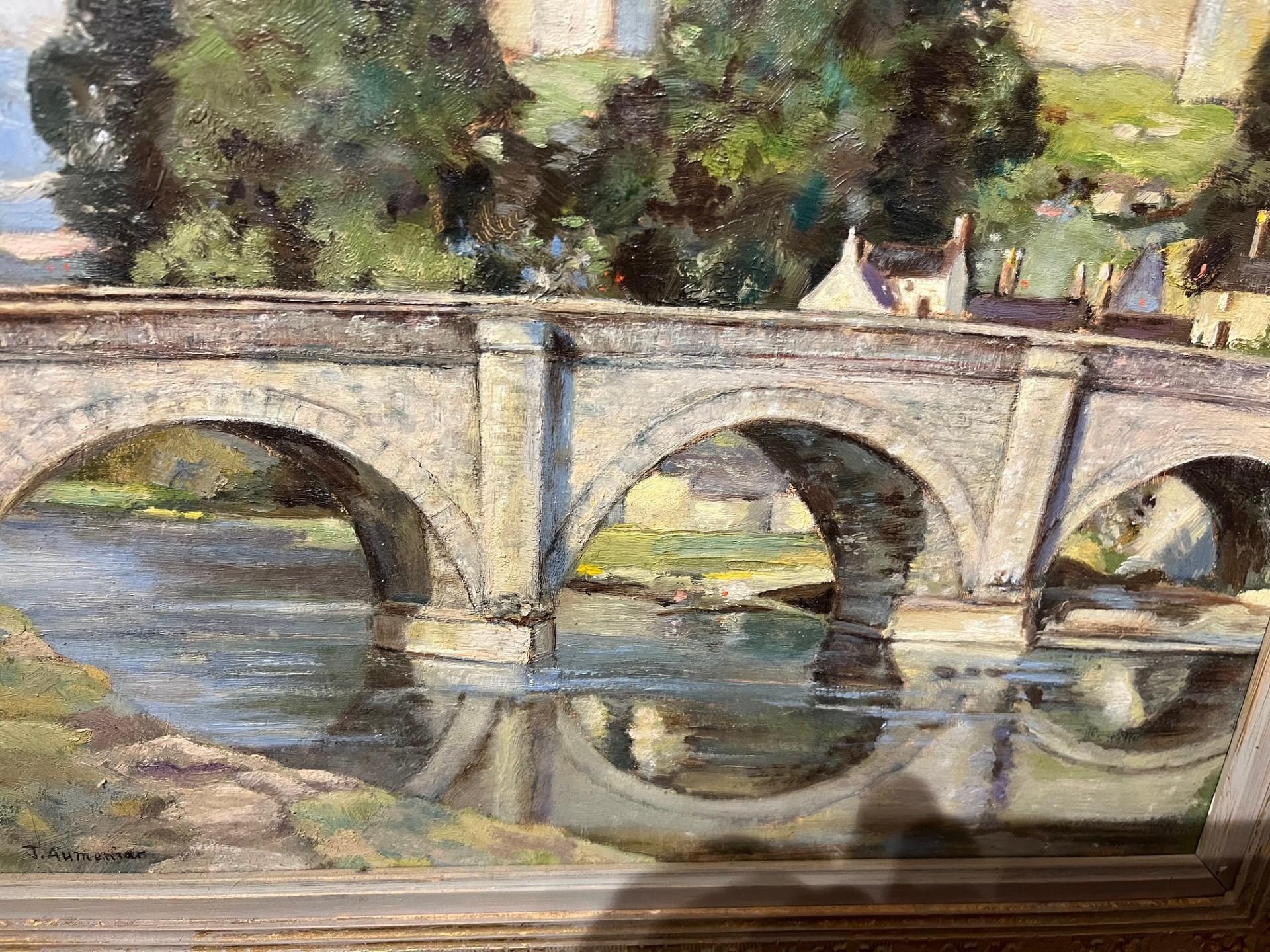 Paisaje Modern British de principios del siglo XX Puente de Dinham, castillo de Ludlow - Painting de john stacy aumonier