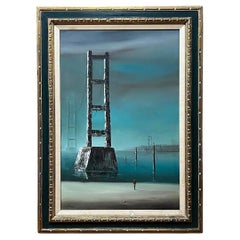 Surrealist Oil Painting of a Lone Figure Lost in an Empty World