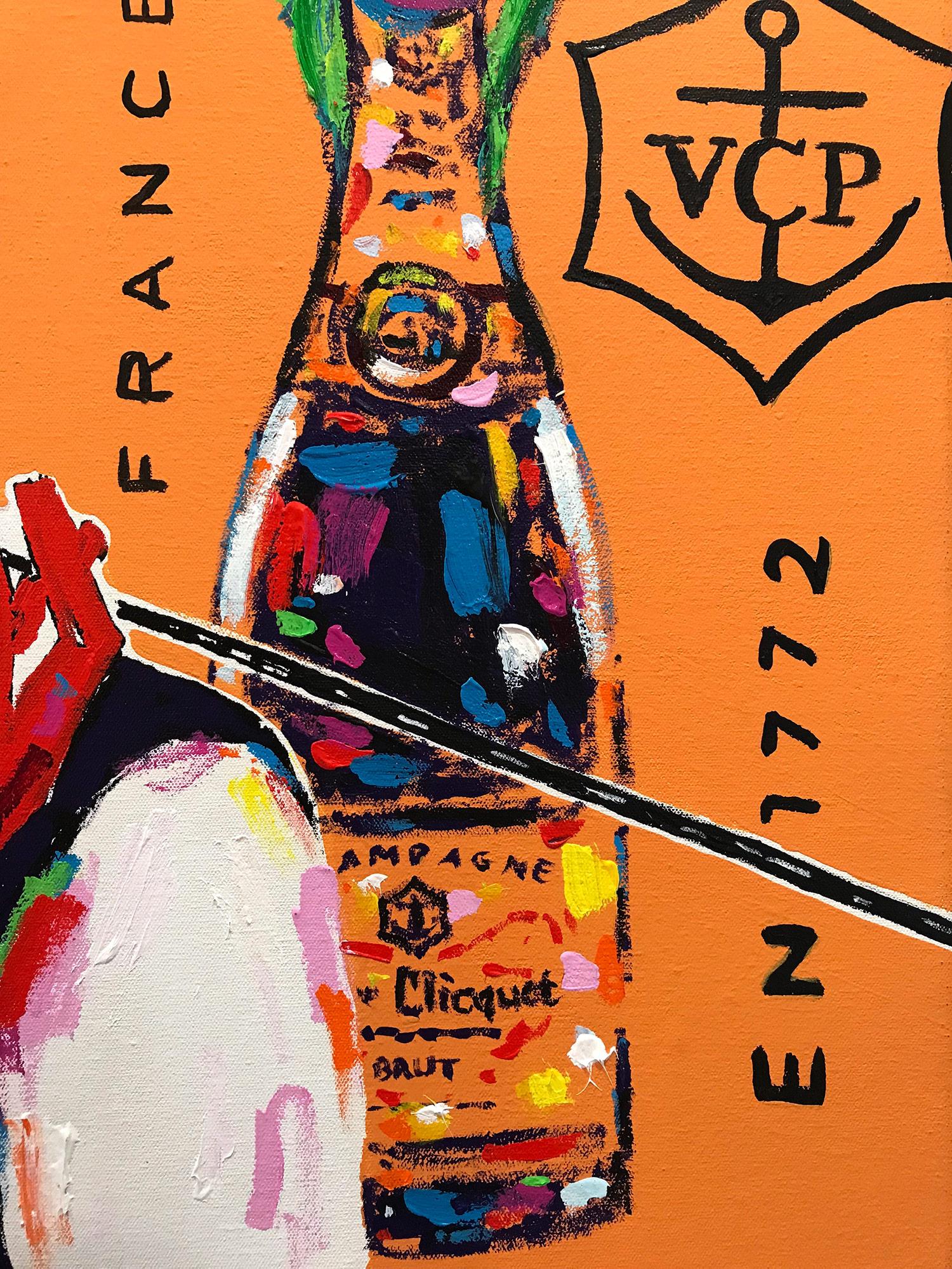 Ein kleines Champagner-Getränk (Orange), Portrait Painting, von John Stango