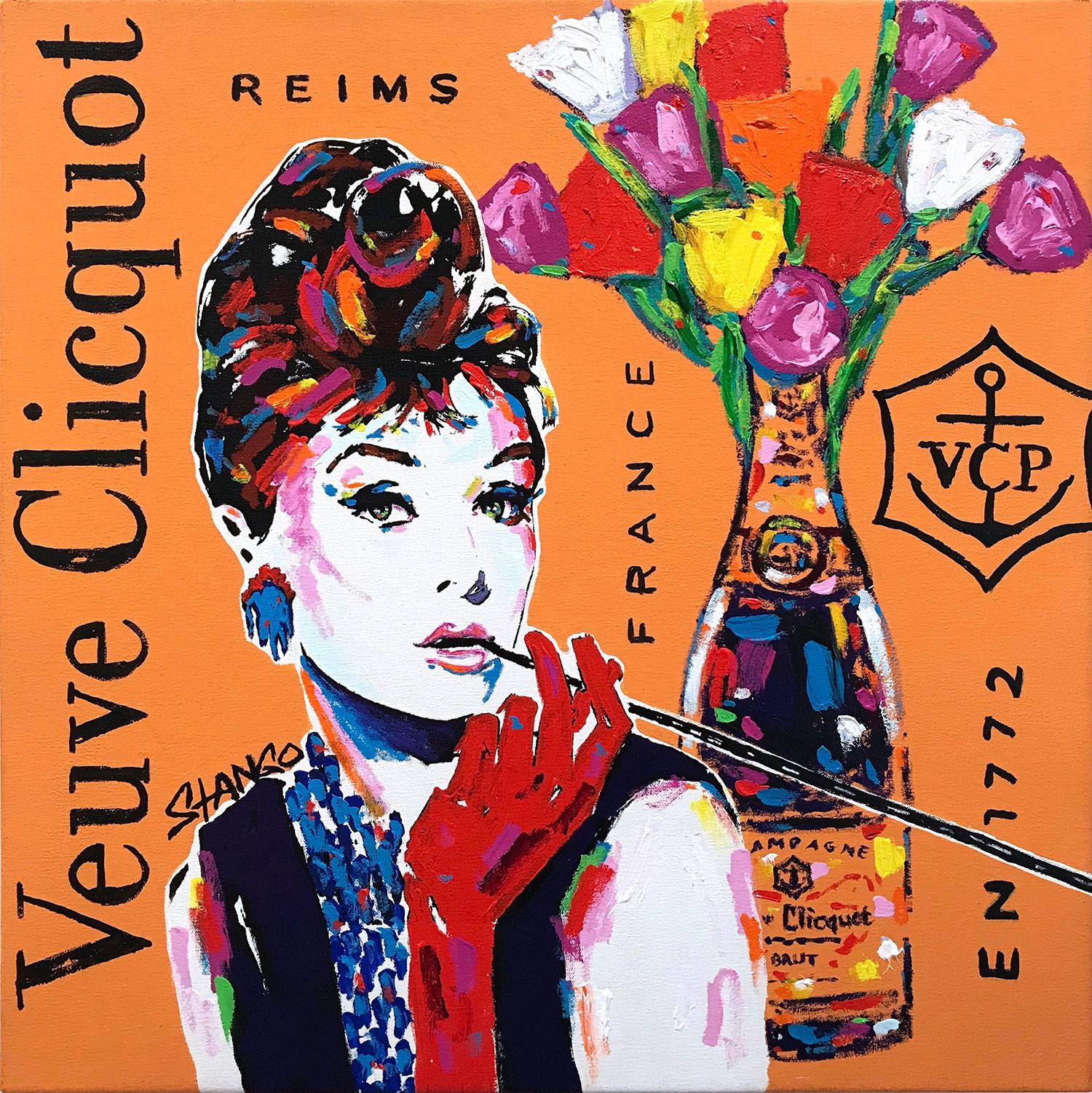 John Stango - A Little Silver Audrey Hepburn and Chanel No5 Pop Art  Acrylic Painting on Canvas