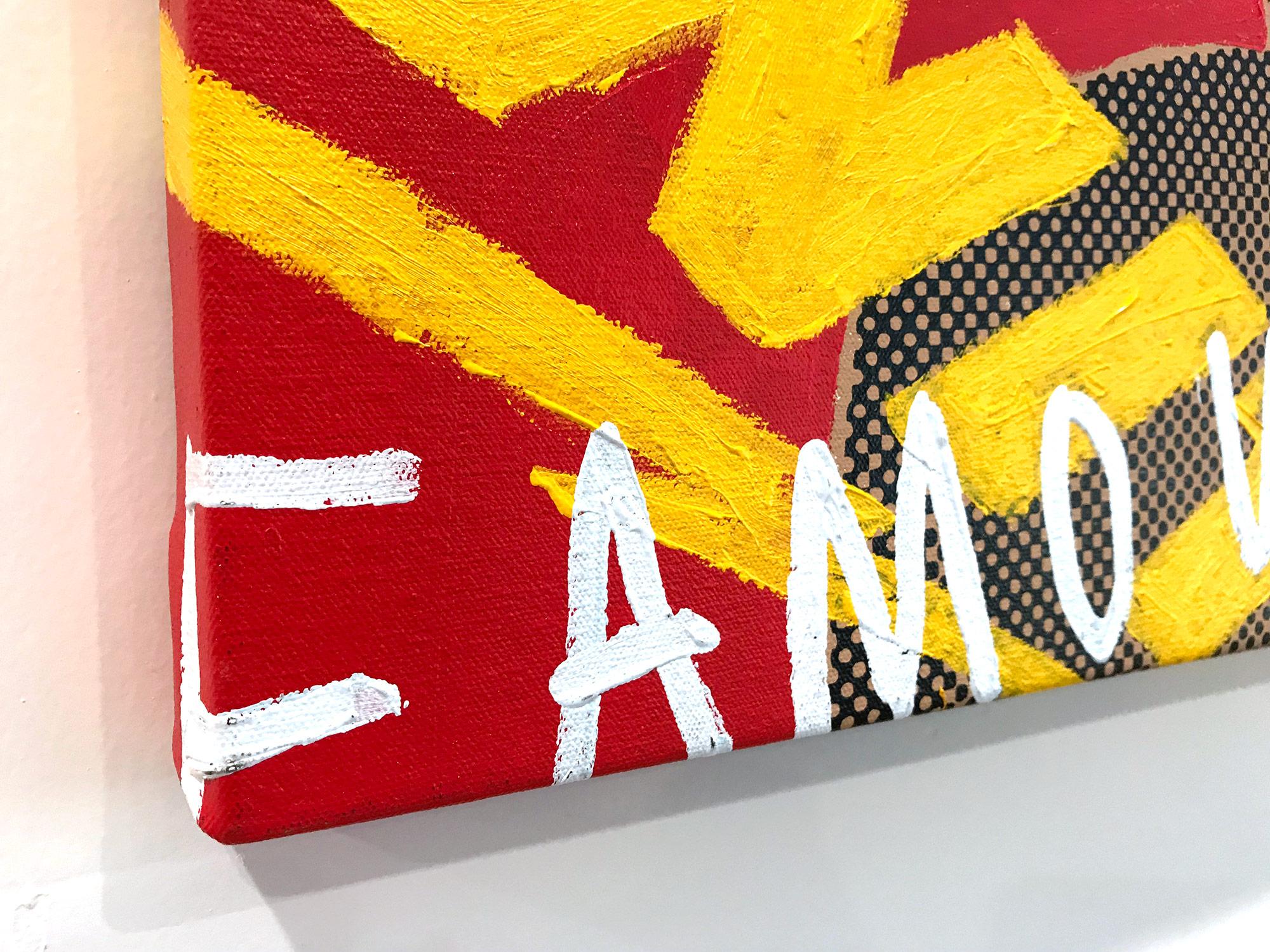 « Basquiat/Samo » Jean-Michel Basquiat peinture Pop Art sur toile fond rouge en vente 8