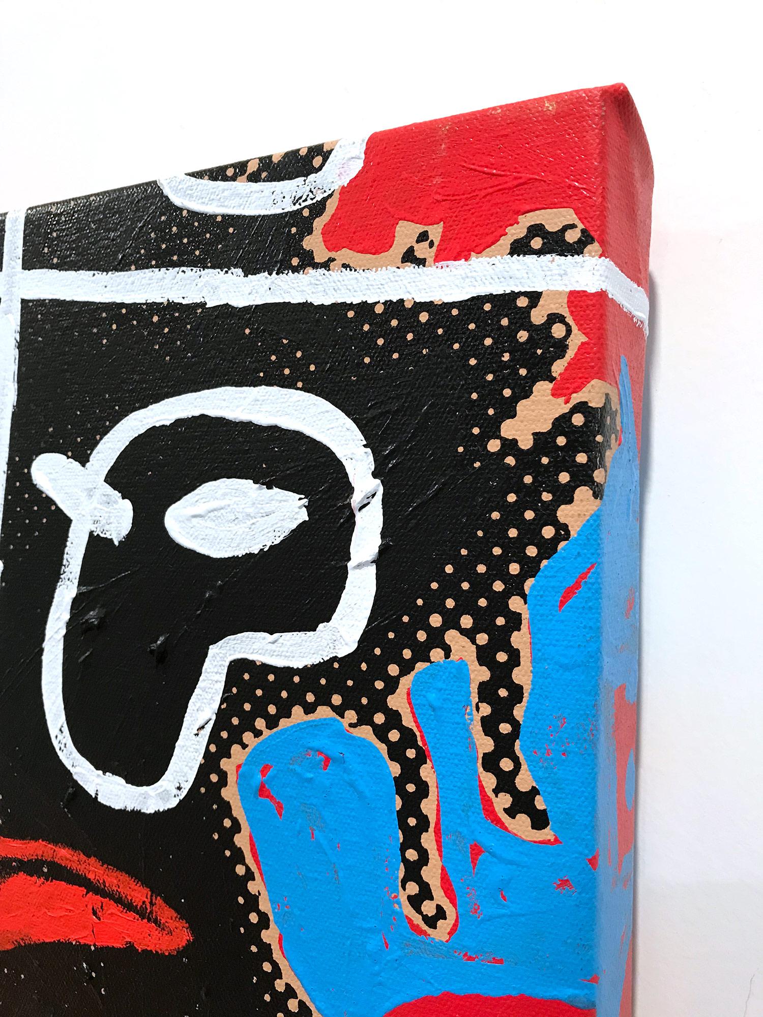 „Basquiat/Samo“ Jean-Michel Basquiat Pop-Art-Gemälde auf Leinwand mit rotem Hintergrund im Angebot 9