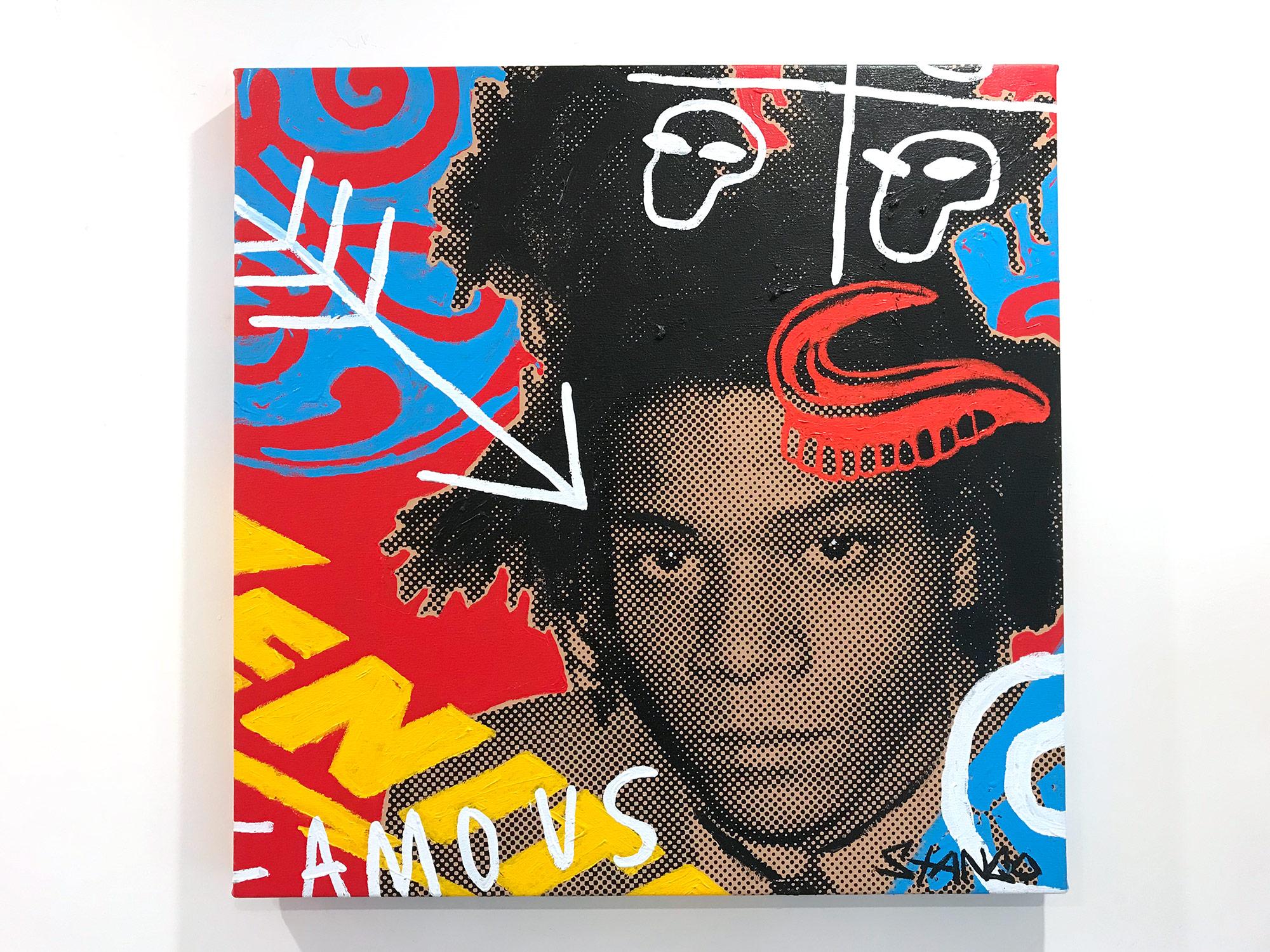 « Basquiat/Samo » Jean-Michel Basquiat peinture Pop Art sur toile fond rouge en vente 13