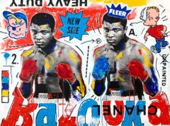 "Bazooka Ali" Doble Muhammad Ali y Chanel Pintura acrílica pop art sobre lienzo