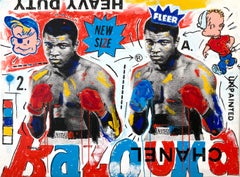"Bazooka Ali" Double Muhammad Ali & Chanel Pop Art Acrylic Painting on Canvas
