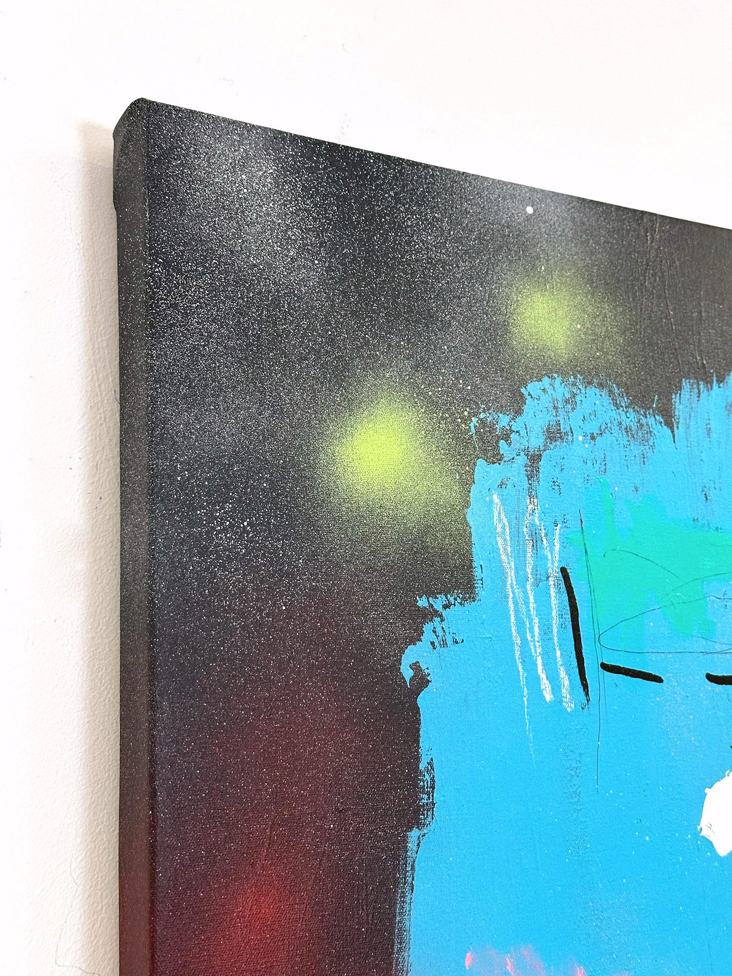 „Blue-Eyed Soul“ Bunte Formen mit schwarzem Hintergrund, abstraktes Pop-Art-Gemälde im Angebot 9