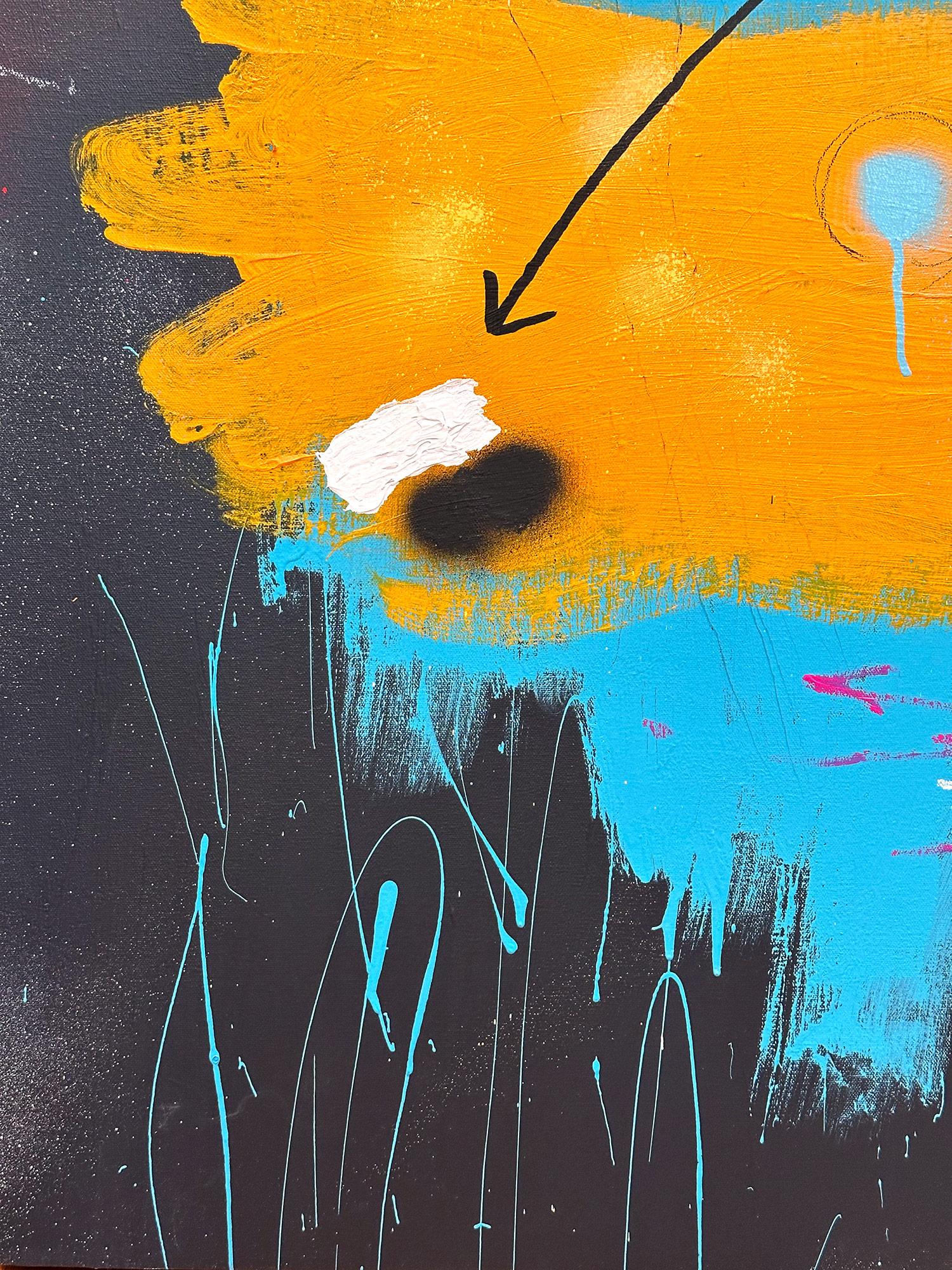 „Blue-Eyed Soul“ Bunte Formen mit schwarzem Hintergrund, abstraktes Pop-Art-Gemälde im Angebot 2