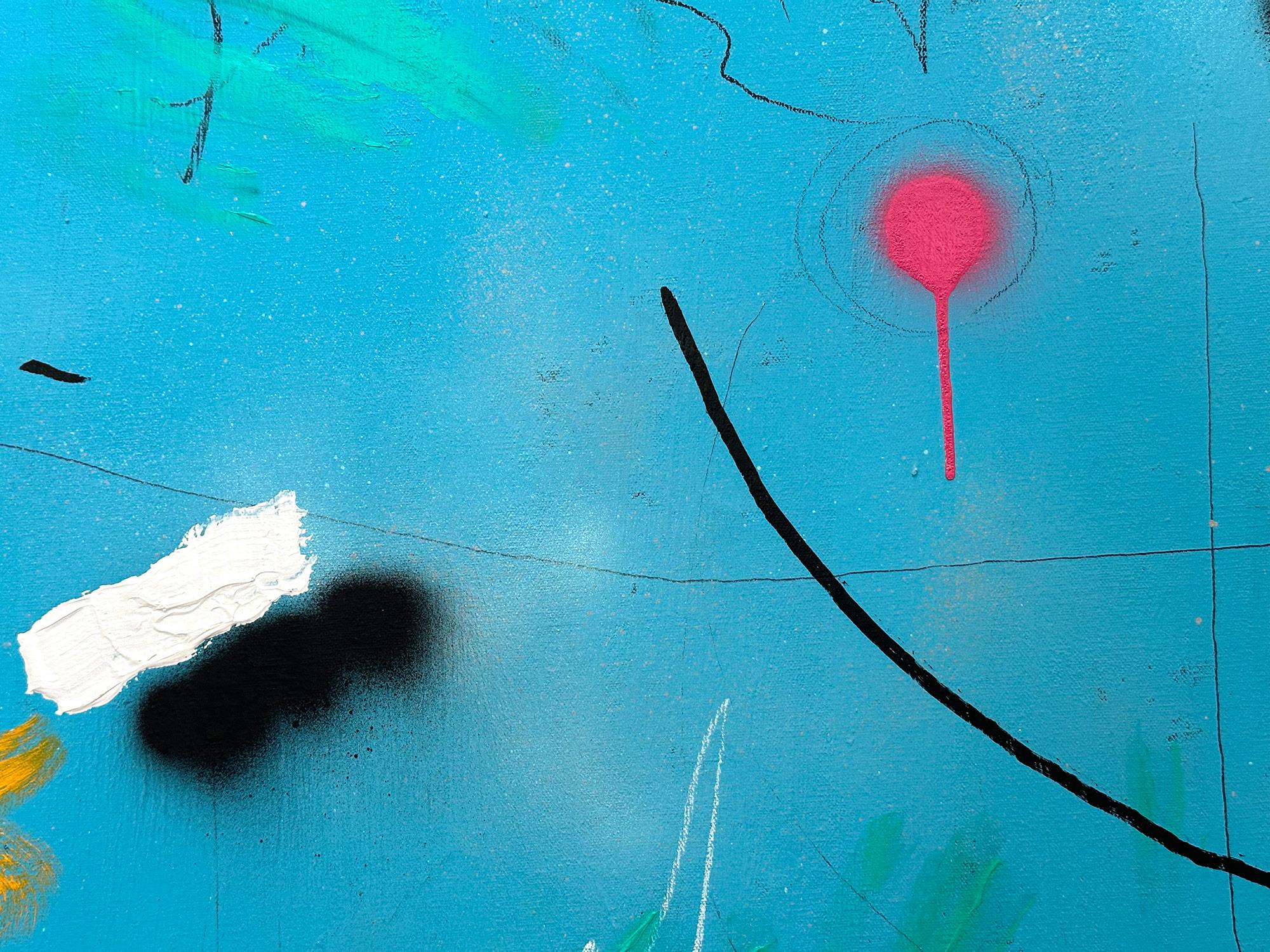 „Blue-Eyed Soul“ Bunte Formen mit schwarzem Hintergrund, abstraktes Pop-Art-Gemälde im Angebot 5