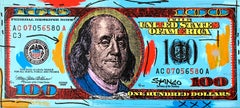"Blue Money Deluxe Series" Pop Art Benjamin Franklin Acrylic Painting on Canvas