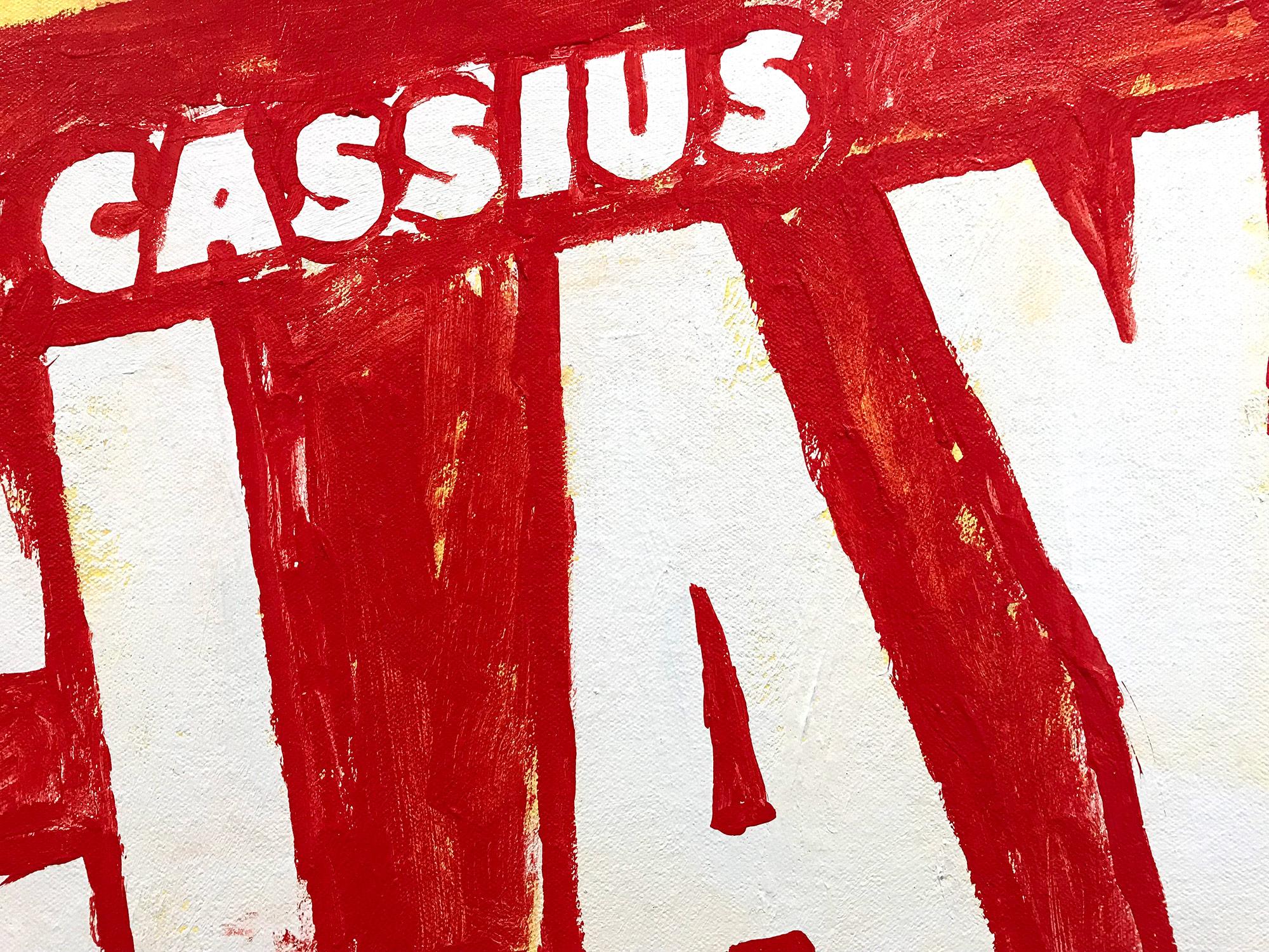 „Cassius Clay“ Muhammad Ali Pop-Art-Gemälde auf Leinwand mit rotem und gelbem Hintergrund im Angebot 5