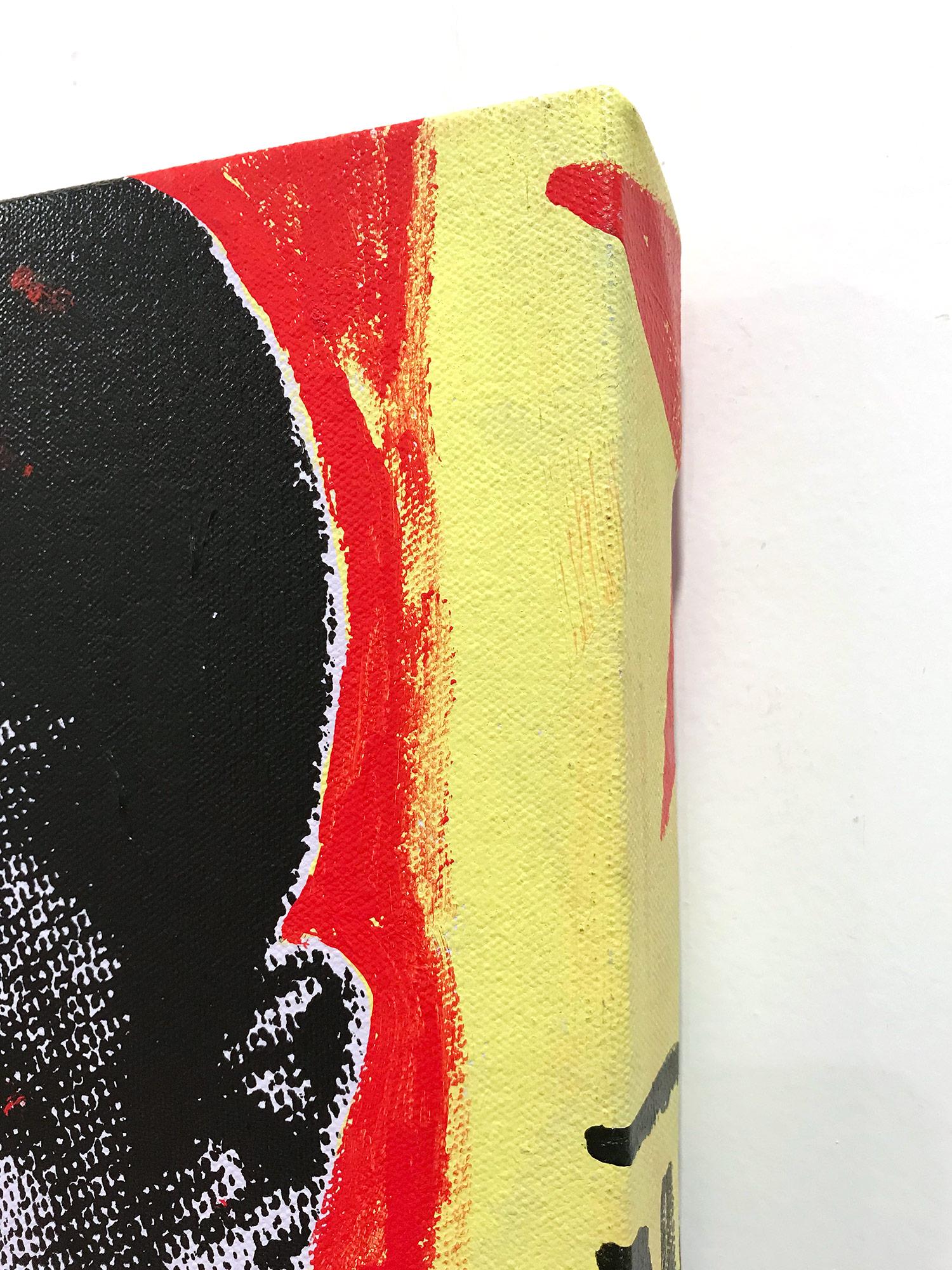 Peinture Pop Art Muhammad Ali sur toile fond rouge et jaune en vente 8