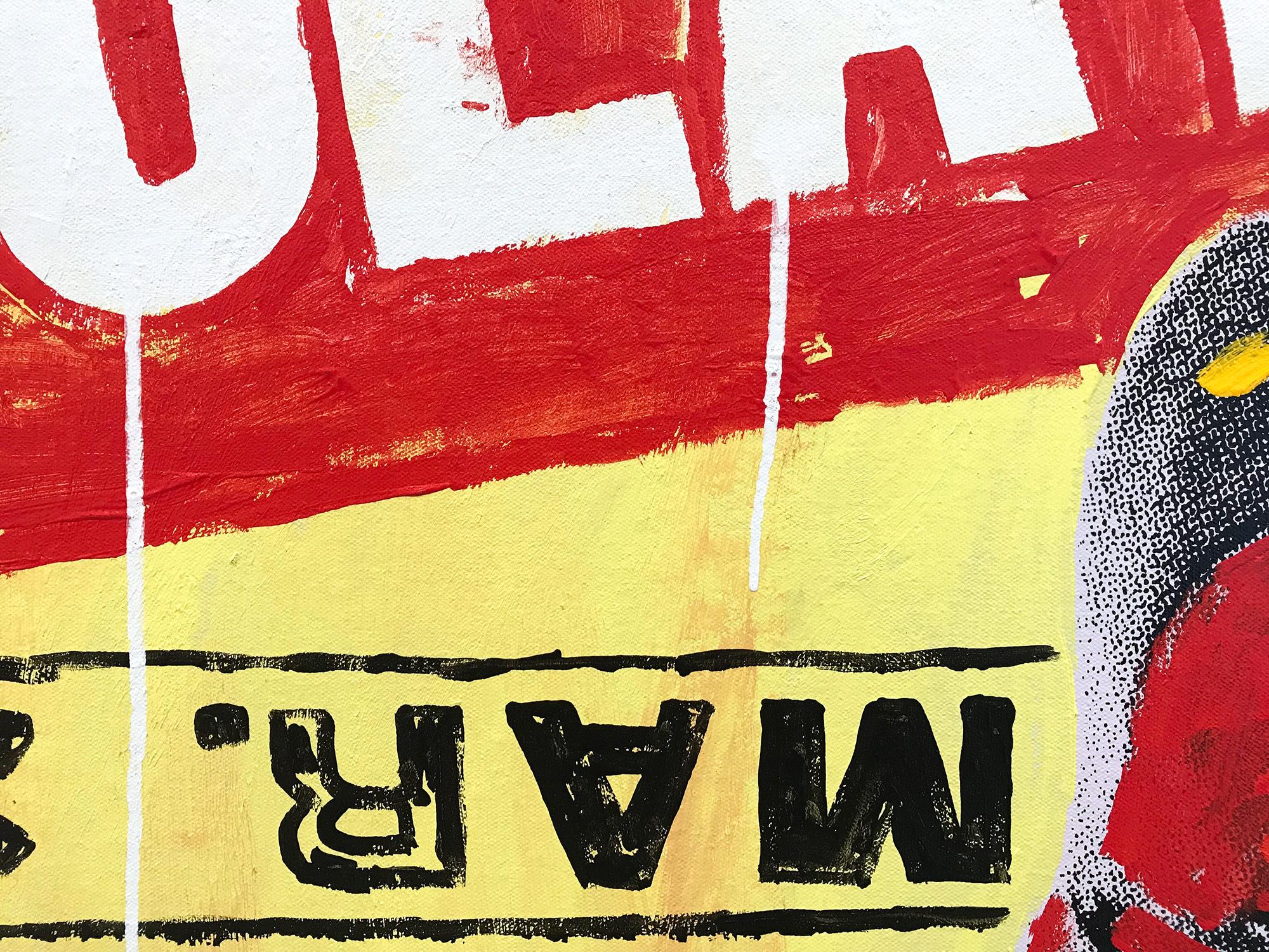 „Cassius Clay“ Muhammad Ali Pop-Art-Gemälde auf Leinwand mit rotem und gelbem Hintergrund im Angebot 4