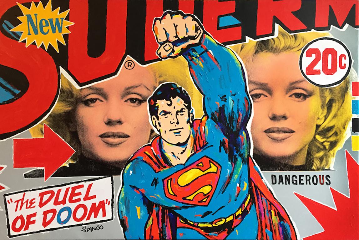 Double Trouble Marilyn and Superman  - Painting by John Stango