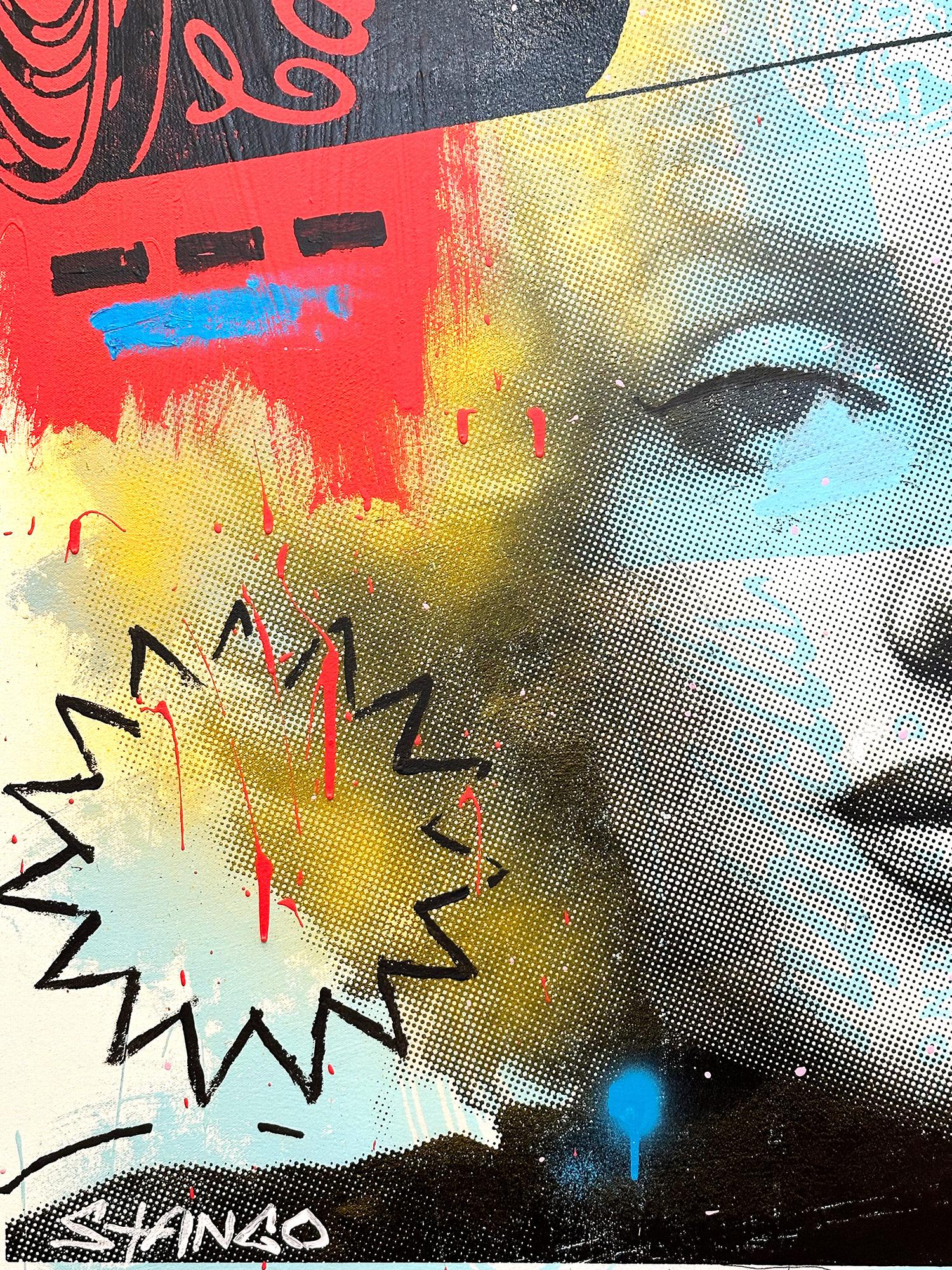 Un pezzo pop che raffigura Marilyn Monroe accostata all'iconica Campbell Soup di Andy Warhol. Con la pittura a impasto e la pennellata veloce siamo attratti dal movimento, in quanto l'artista è in grado di coinvolgere lo spettatore con il contrasto