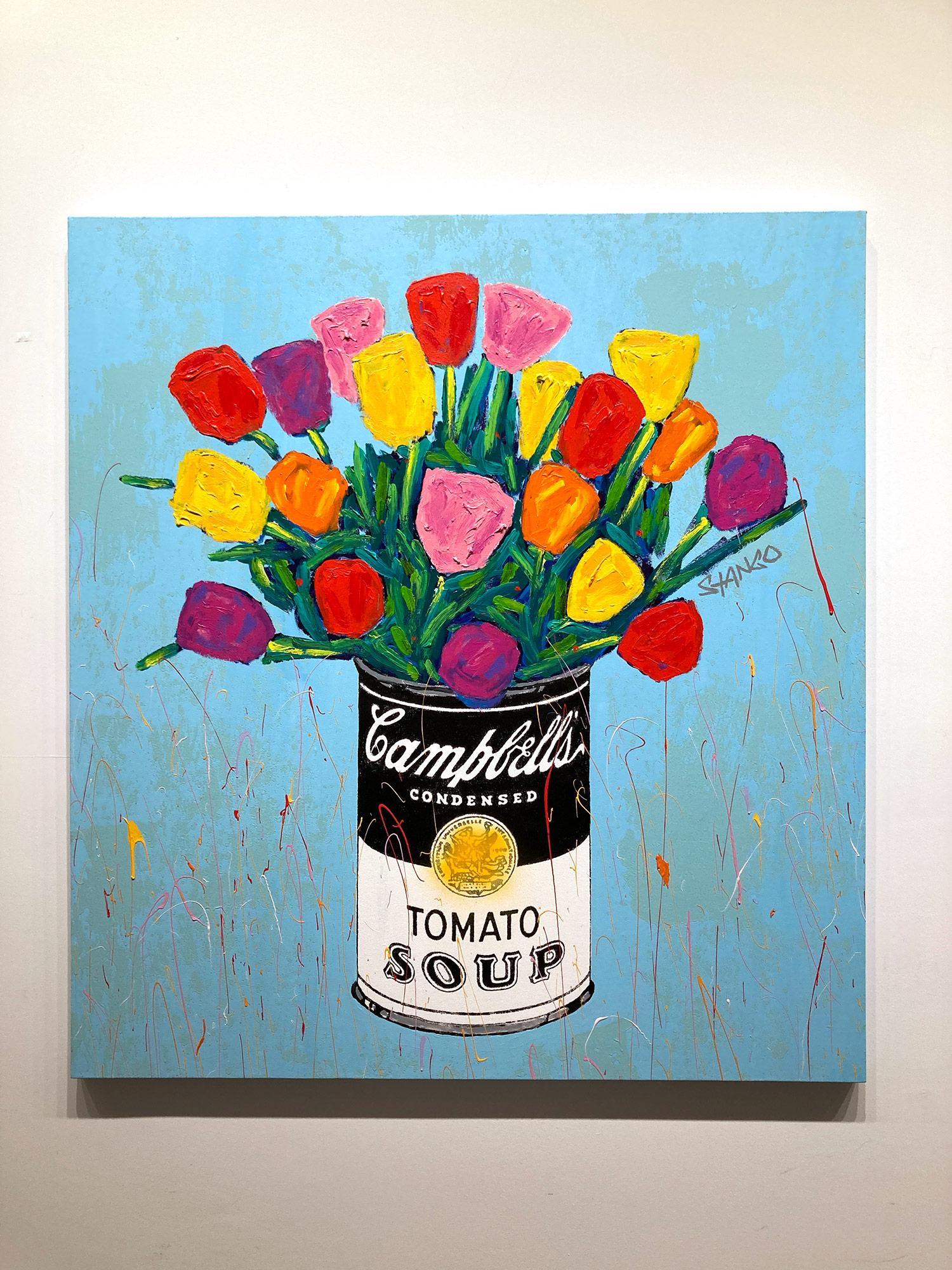 Peinture acrylique Pop Art Campbells Soup Can & Tulipe Flowers en vente 13