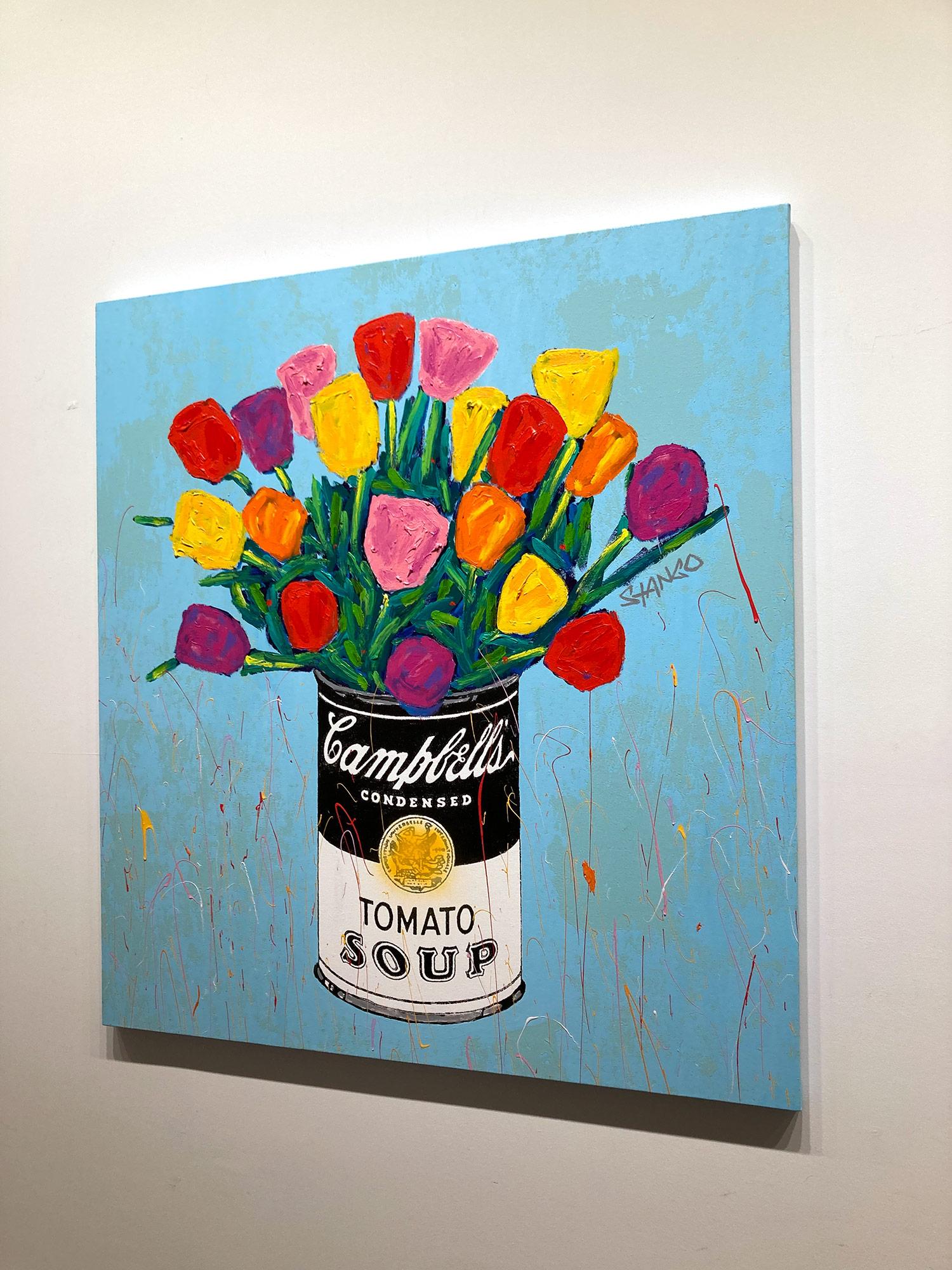 Peinture acrylique Pop Art Campbells Soup Can & Tulipe Flowers en vente 14