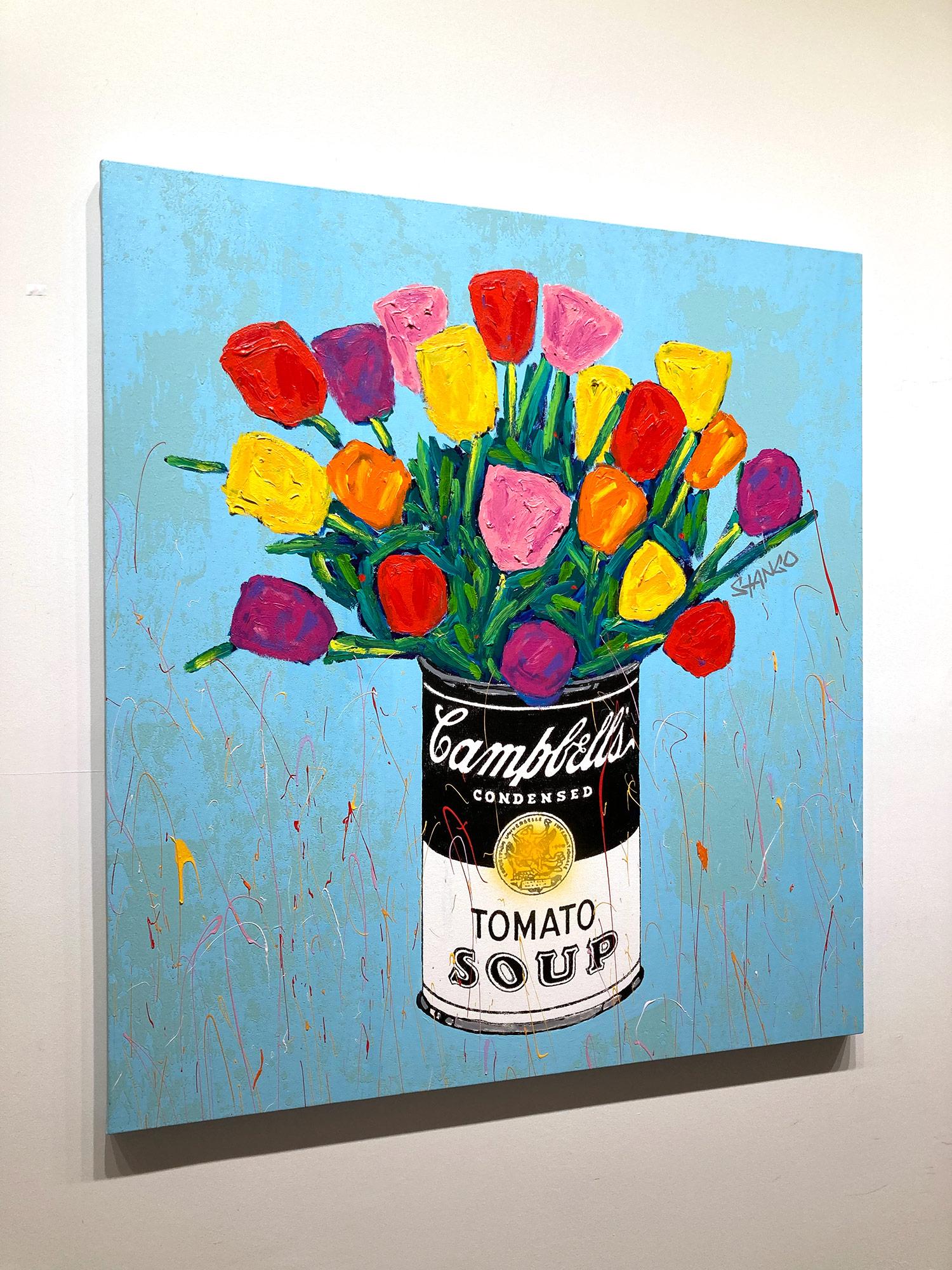 Peinture acrylique Pop Art Campbells Soup Can & Tulipe Flowers en vente 15