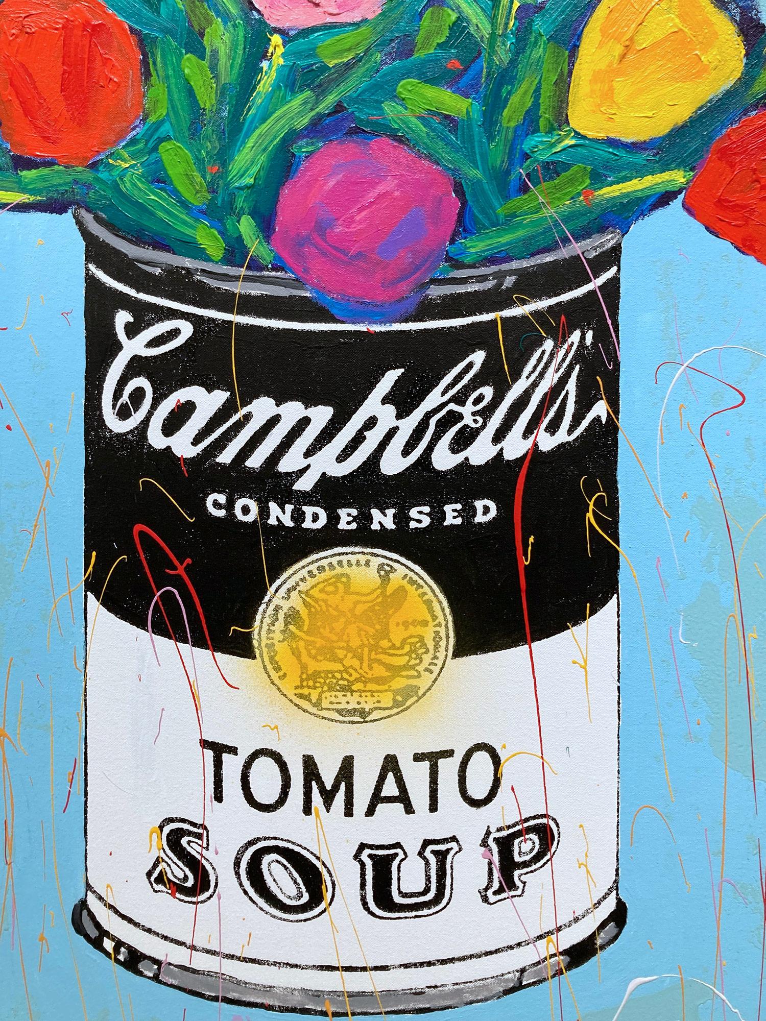 Peinture acrylique Pop Art Campbells Soup Can & Tulipe Flowers en vente 4