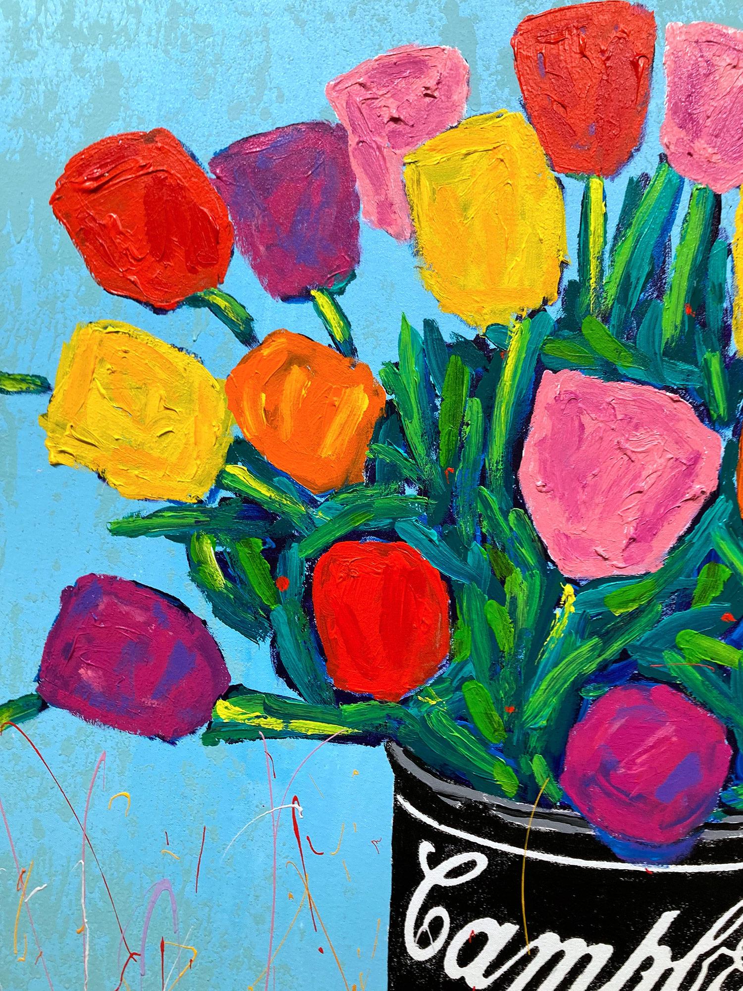 Peinture acrylique Pop Art Campbells Soup Can & Tulipe Flowers en vente 5