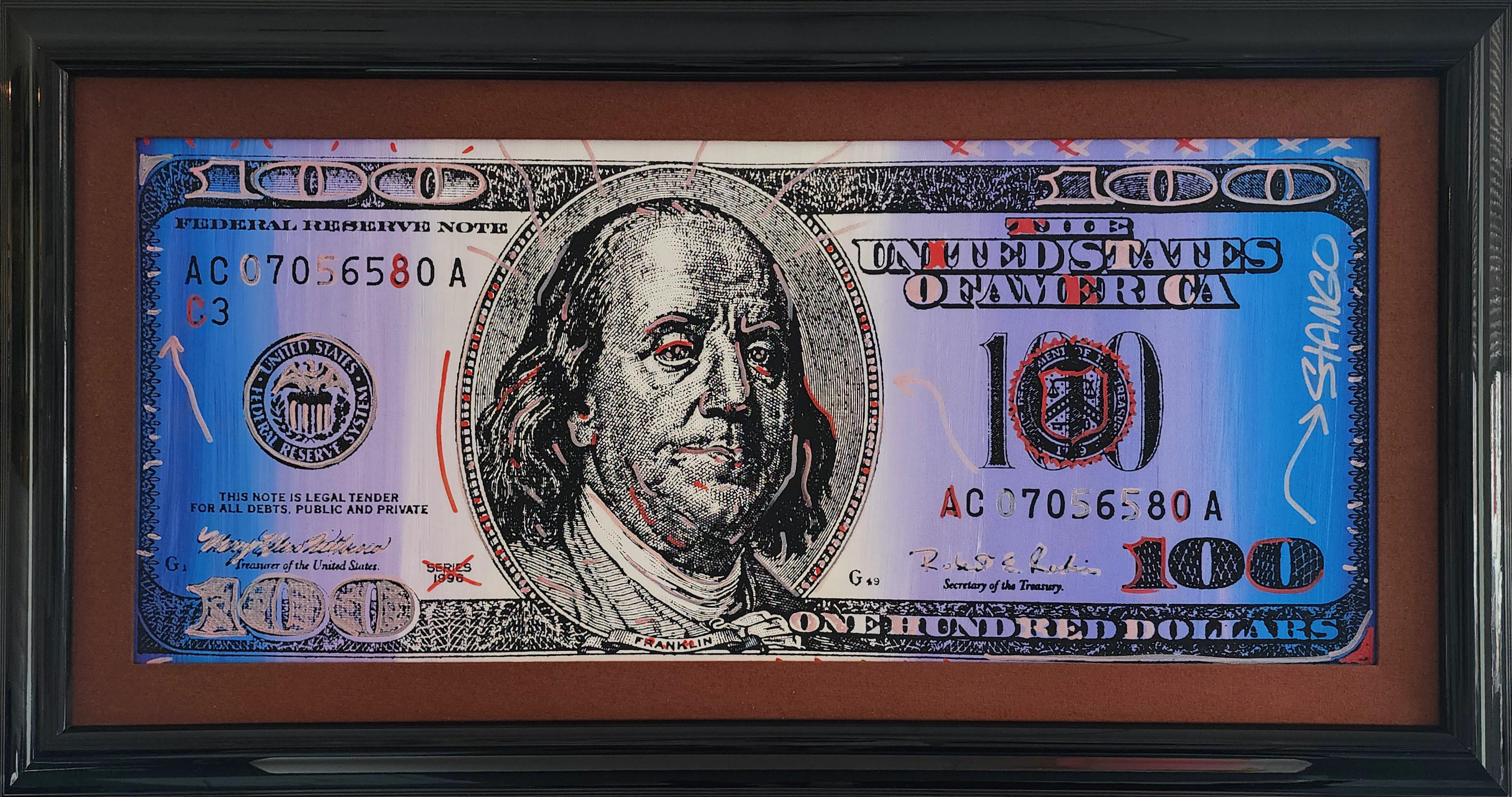 Franklin (colorato, iconico, Pop Art, denaro, blu, 40% di sconto sul prezzo di listino)