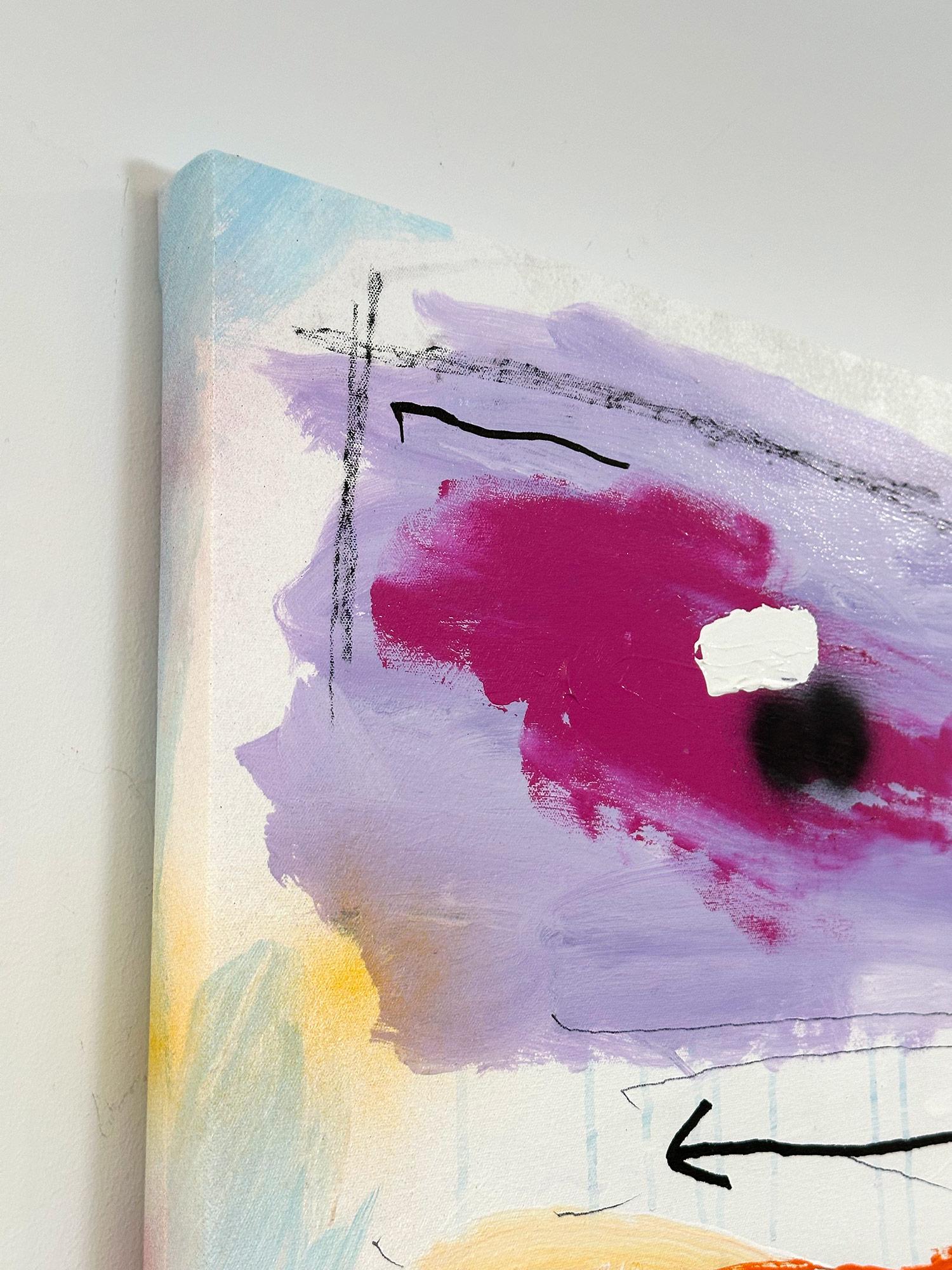 Abstraktes Pop-Art-Gemälde „High Noon“, farbenfrohe Formen mit hellem Hintergrund im Angebot 9