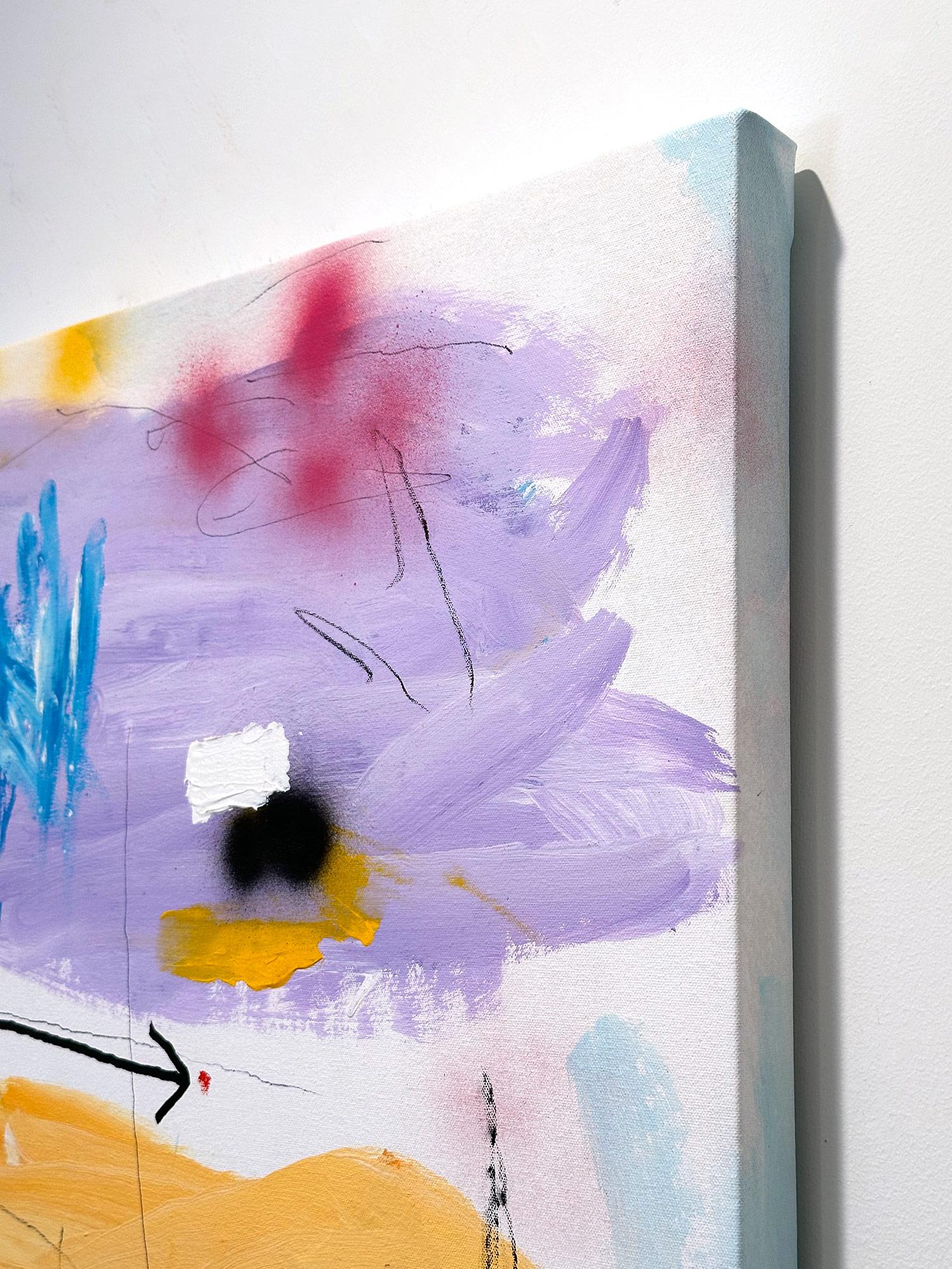 Abstraktes Pop-Art-Gemälde „High Noon“, farbenfrohe Formen mit hellem Hintergrund im Angebot 10