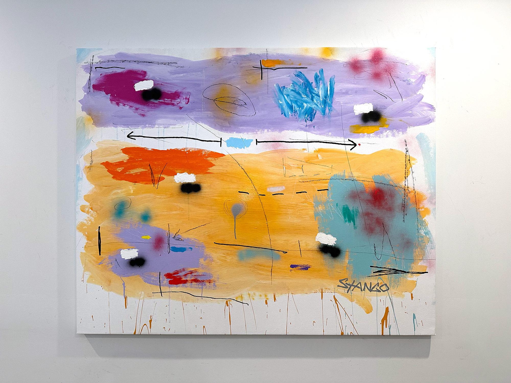 Abstraktes Pop-Art-Gemälde „High Noon“, farbenfrohe Formen mit hellem Hintergrund im Angebot 12