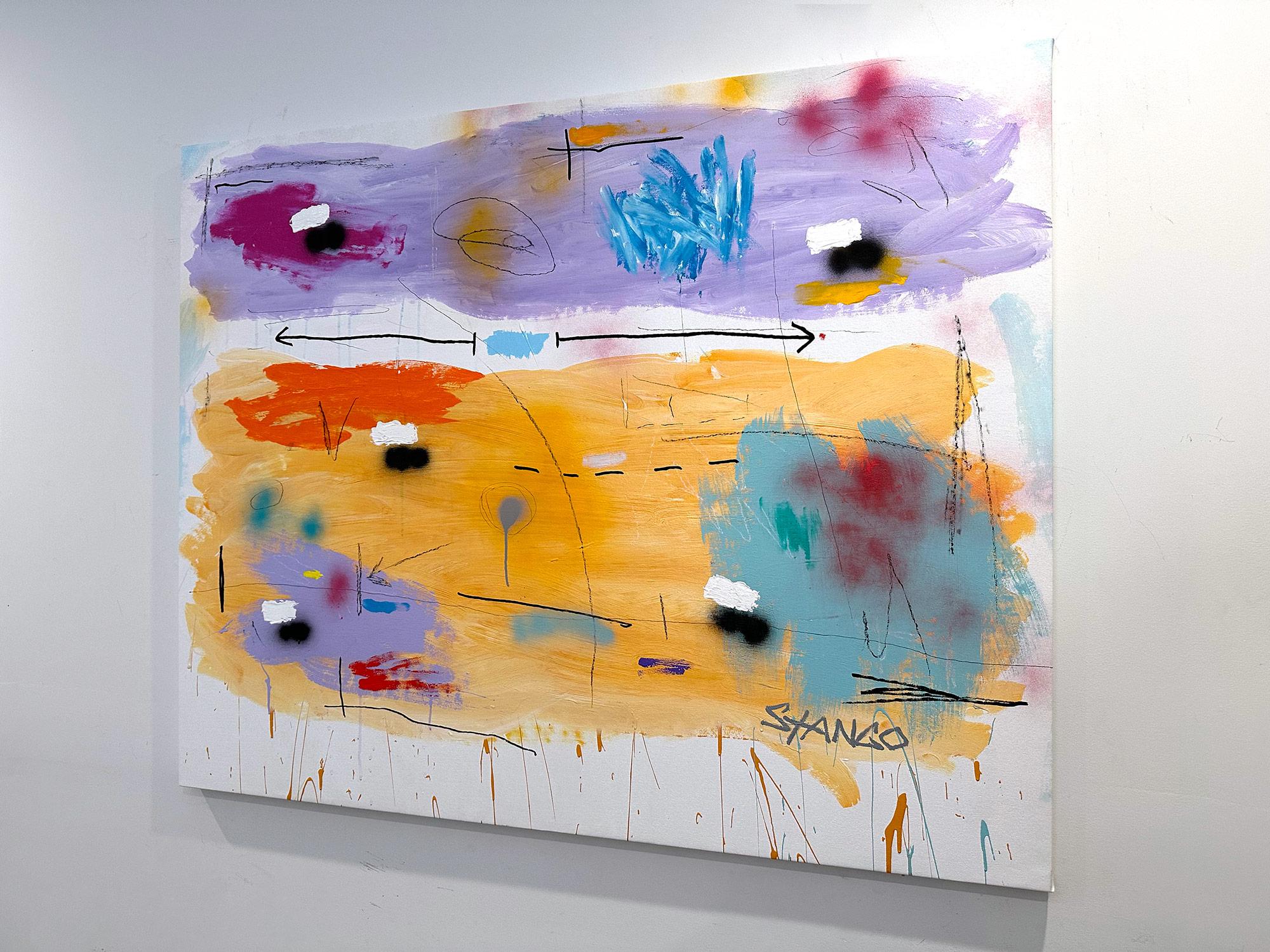 Abstraktes Pop-Art-Gemälde „High Noon“, farbenfrohe Formen mit hellem Hintergrund im Angebot 13