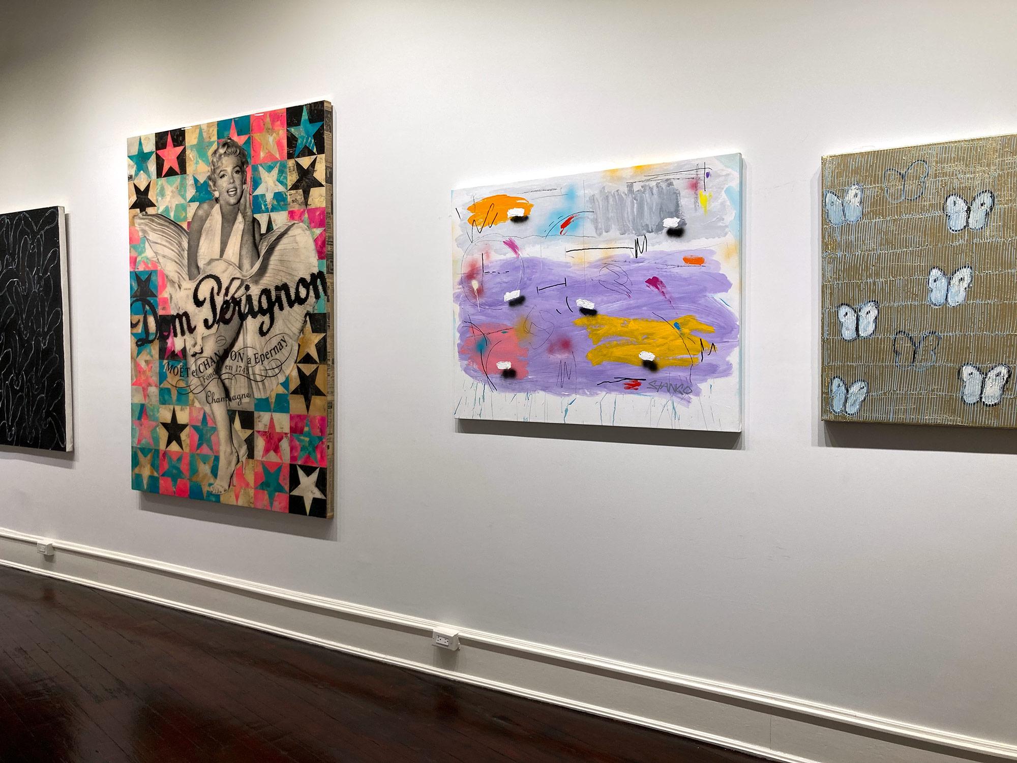 Abstraktes Pop-Art-Gemälde „High Noon“, farbenfrohe Formen mit hellem Hintergrund im Angebot 14