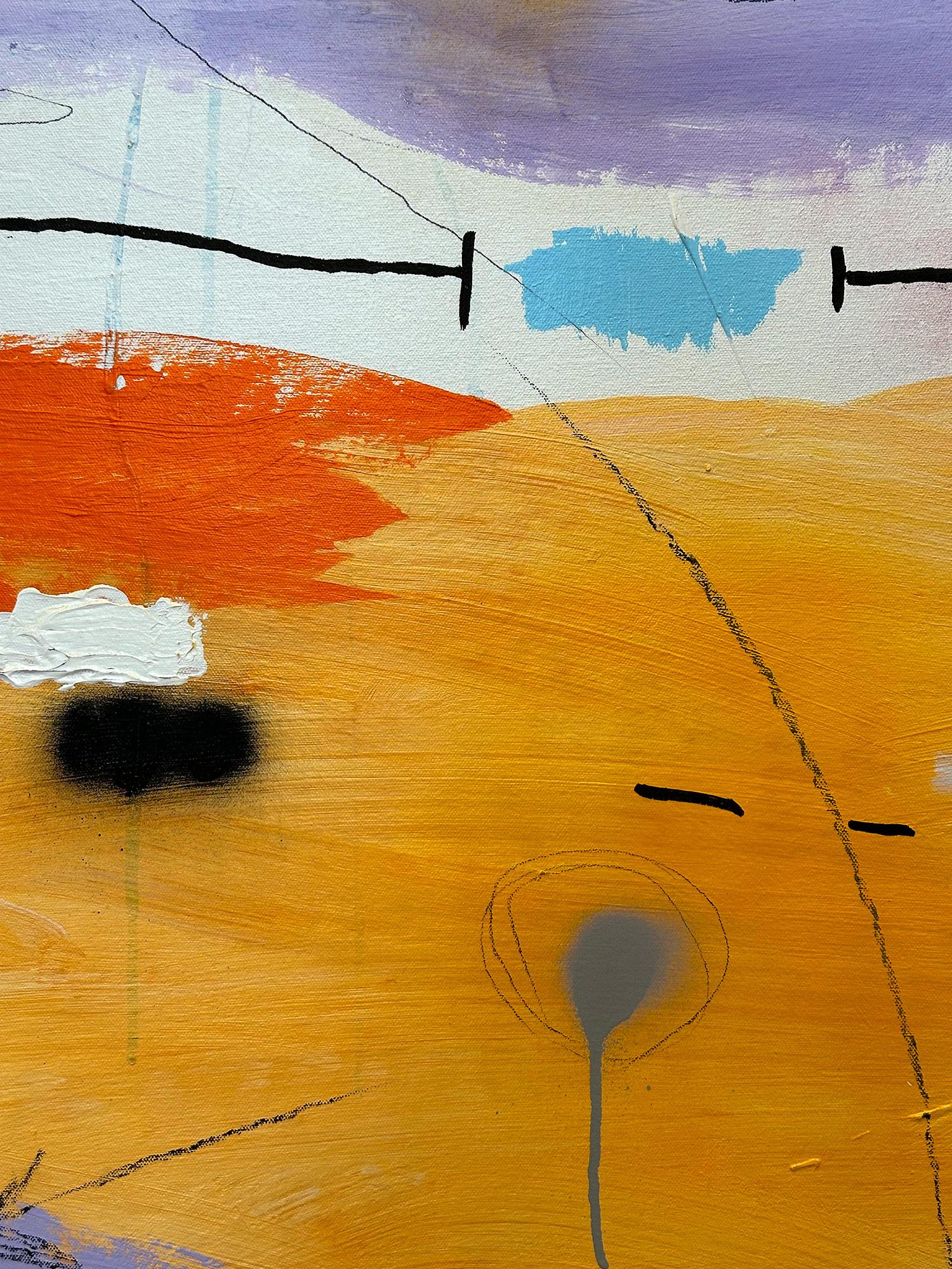 Abstraktes Pop-Art-Gemälde „High Noon“, farbenfrohe Formen mit hellem Hintergrund im Angebot 3
