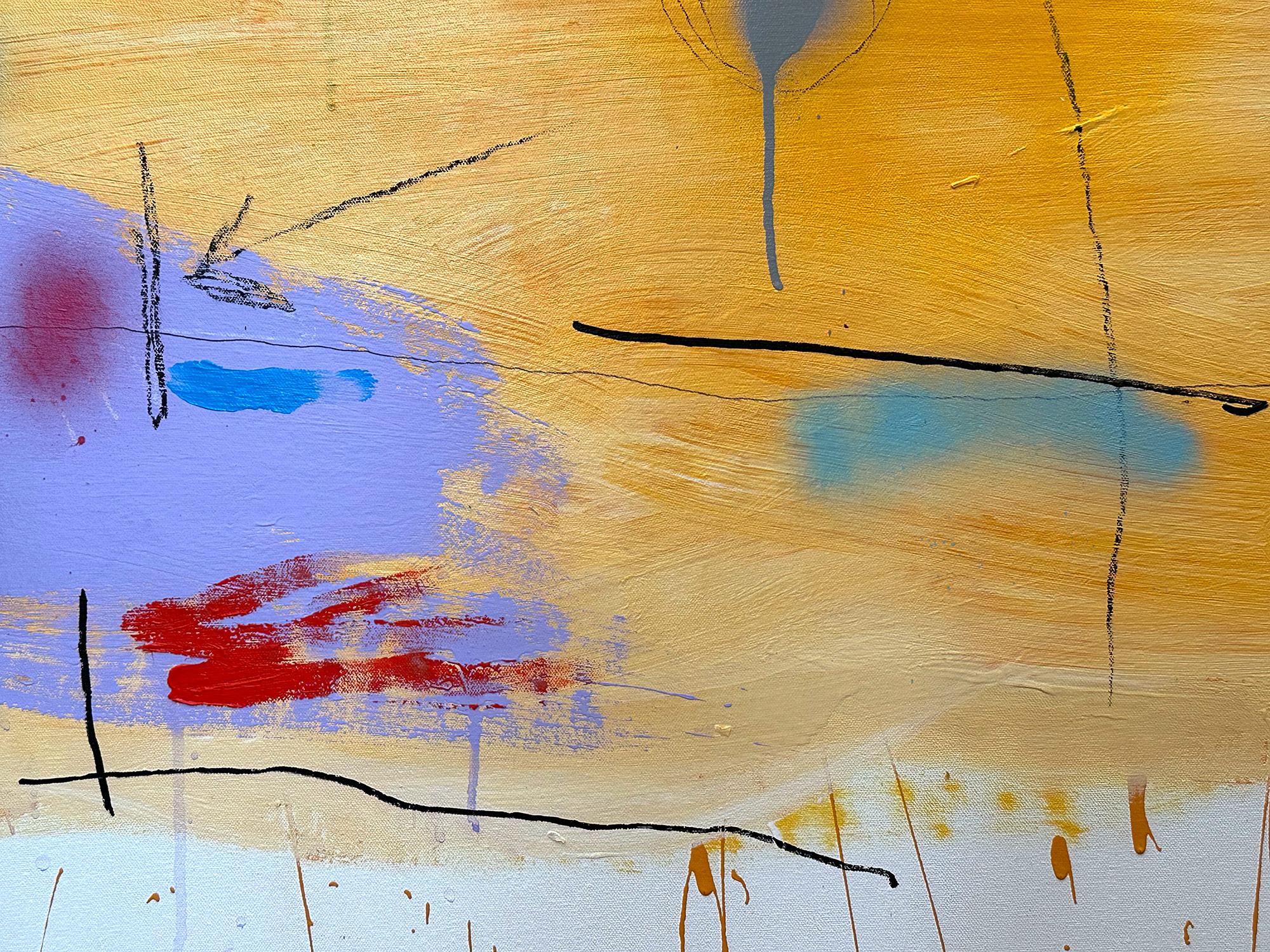 Abstraktes Pop-Art-Gemälde „High Noon“, farbenfrohe Formen mit hellem Hintergrund im Angebot 4