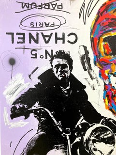 "James Dean Skull" Pop Art Mixed Media Acrylic Painting on Canvas