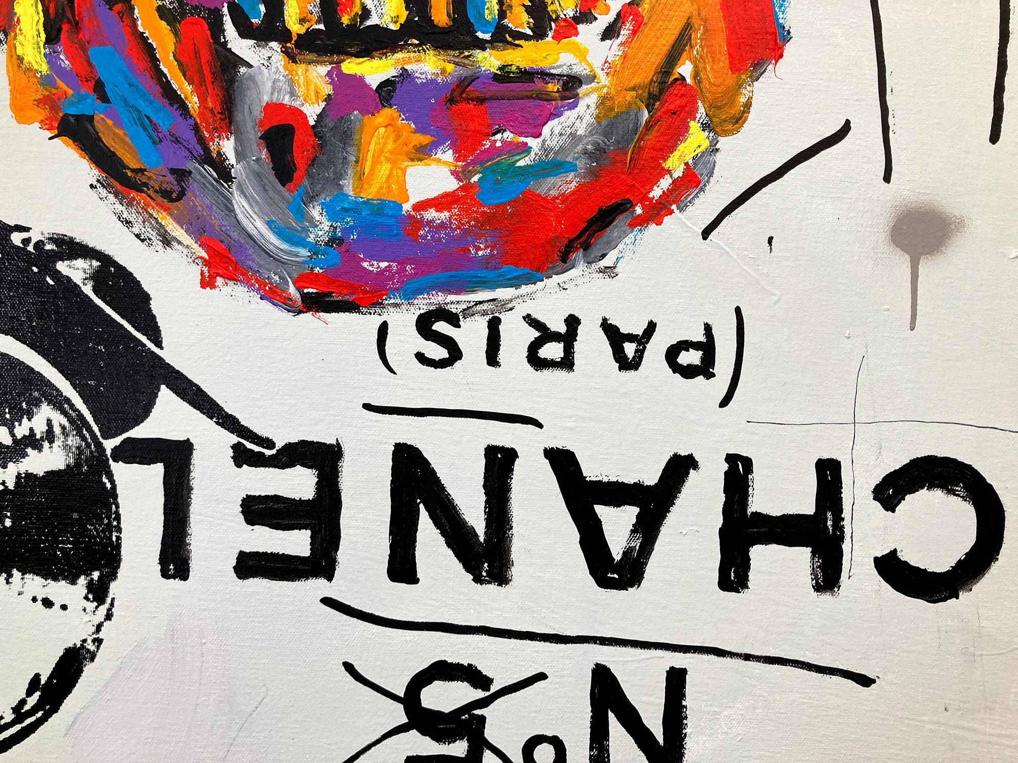 Un pezzo pop che raffigura James Dean accostato a un teschio colorato. Chanel Paris è decorata in alto a sinistra e in basso con uno sfondo lilla sfumato. Con la pittura a impasto e la pennellata veloce siamo attratti dal movimento, in quanto