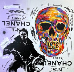 "Teschio di James Deans" Pittura acrilica a tecnica mista su tela Pop Art