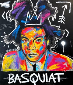 "Jean-Michel Basquiat" Pop Art Mixed Media & Acrylic Painting on Canvas