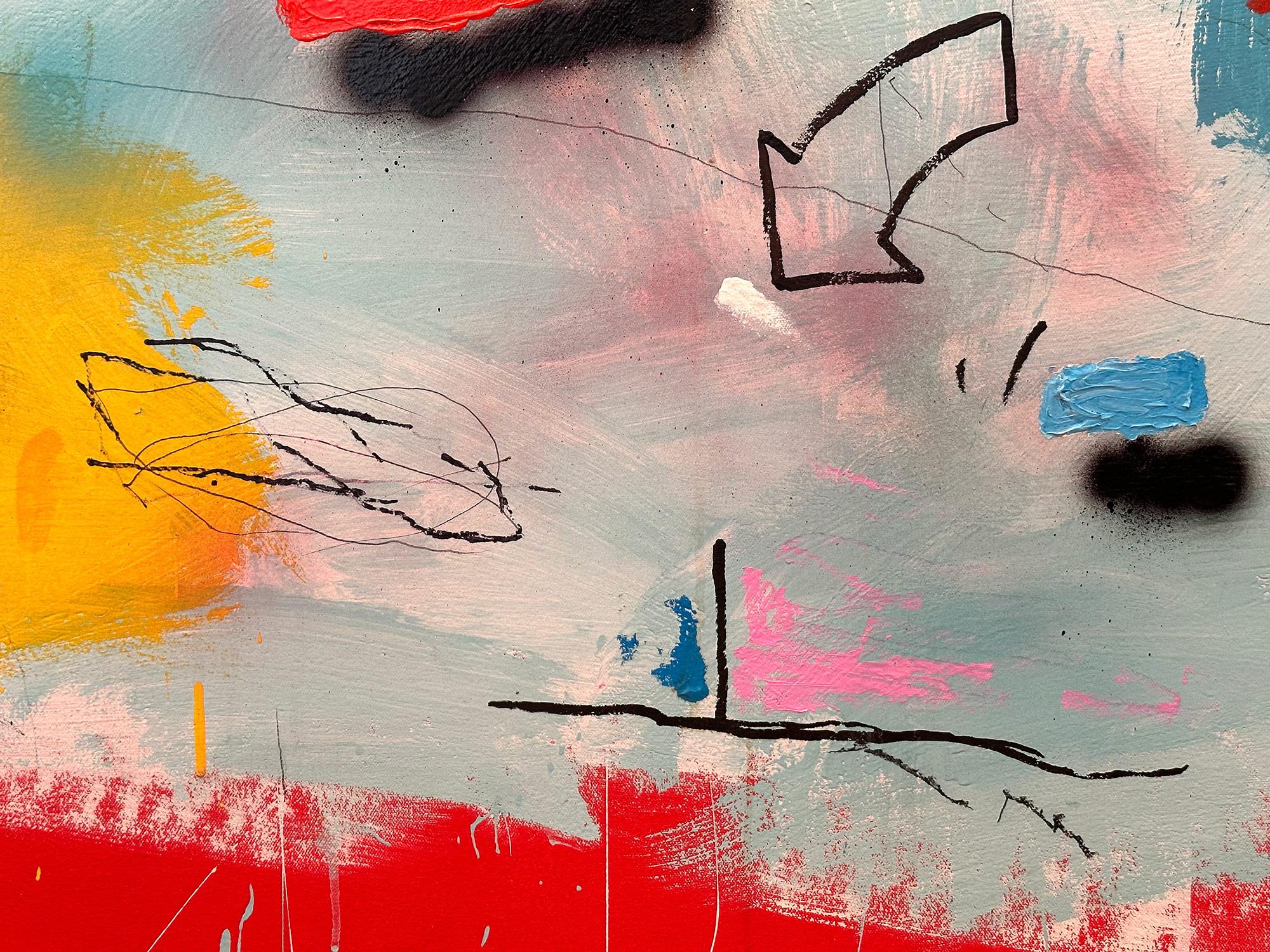 „Red Mustang“ Abstraktes Pop-Art-Gemälde in Acryl auf Leinwand mit buntem und rotem Hintergrund im Angebot 8
