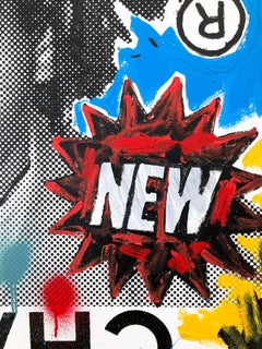 "SAMO Upper View" Chanel No.5 & Jean Michel Basquiat Acrylic Painting on Canvas