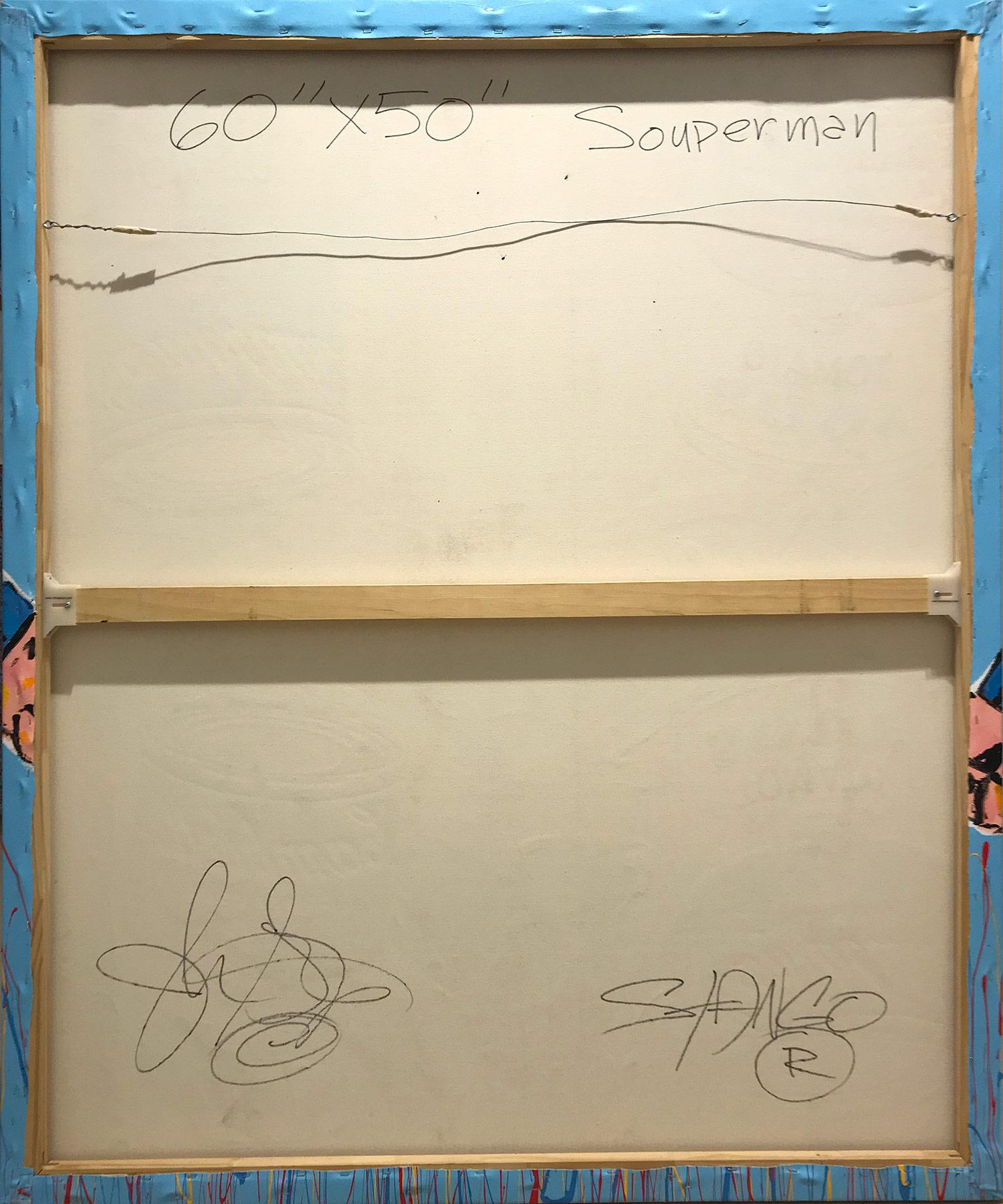 Peinture Pop Art sur toile « Souperman » Superman & Campbells Soup Blue Background 7