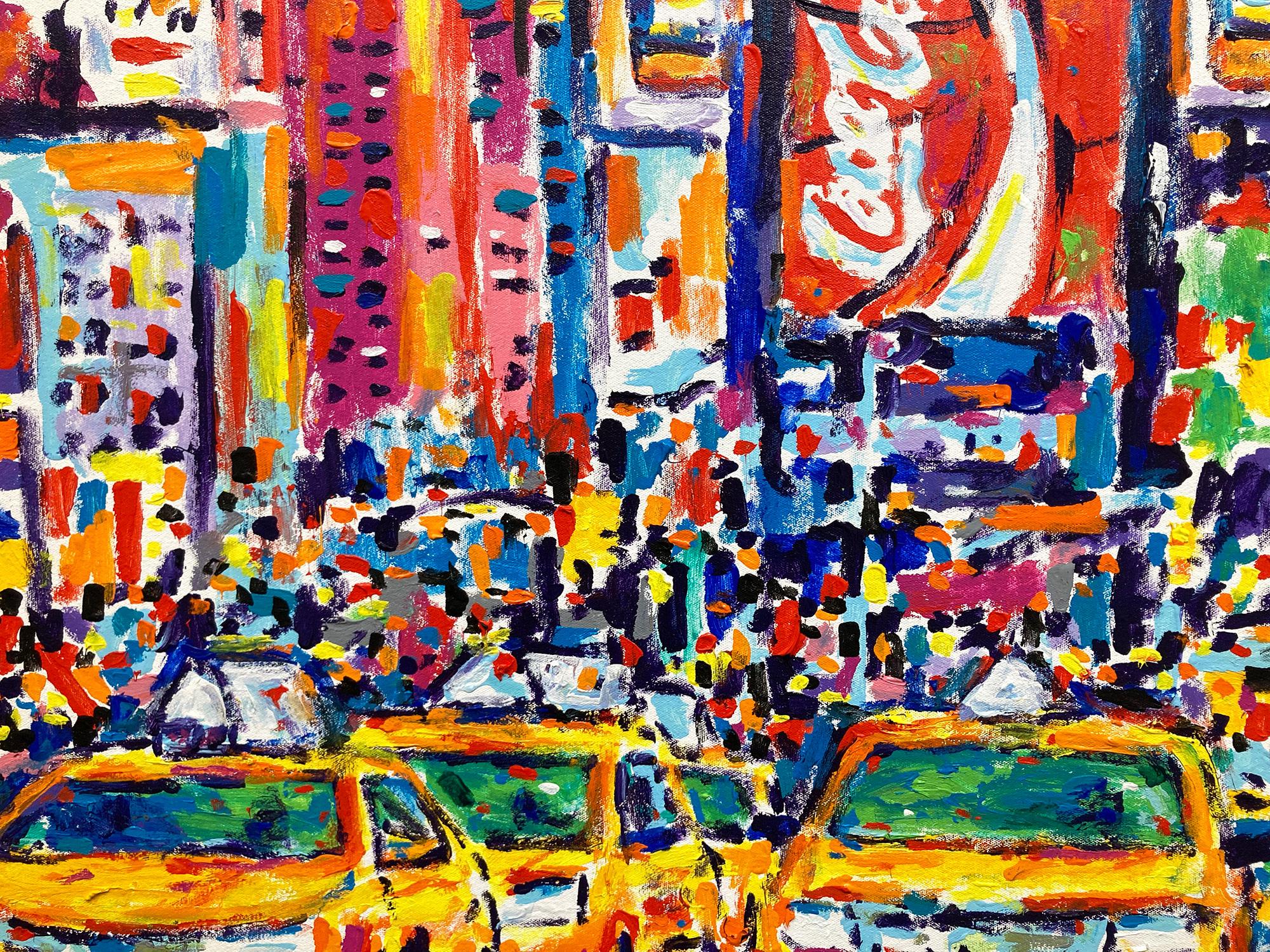 „Times Square“ Buntes Gemälde auf Leinwand, Midtown Manhattan, NYC, farbenfrohe Pop-Art-Szene – Painting von John Stango