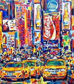 "Times Square" Colorful Pop Art Scene Midtown Manhattan NYC Painting on Canvas