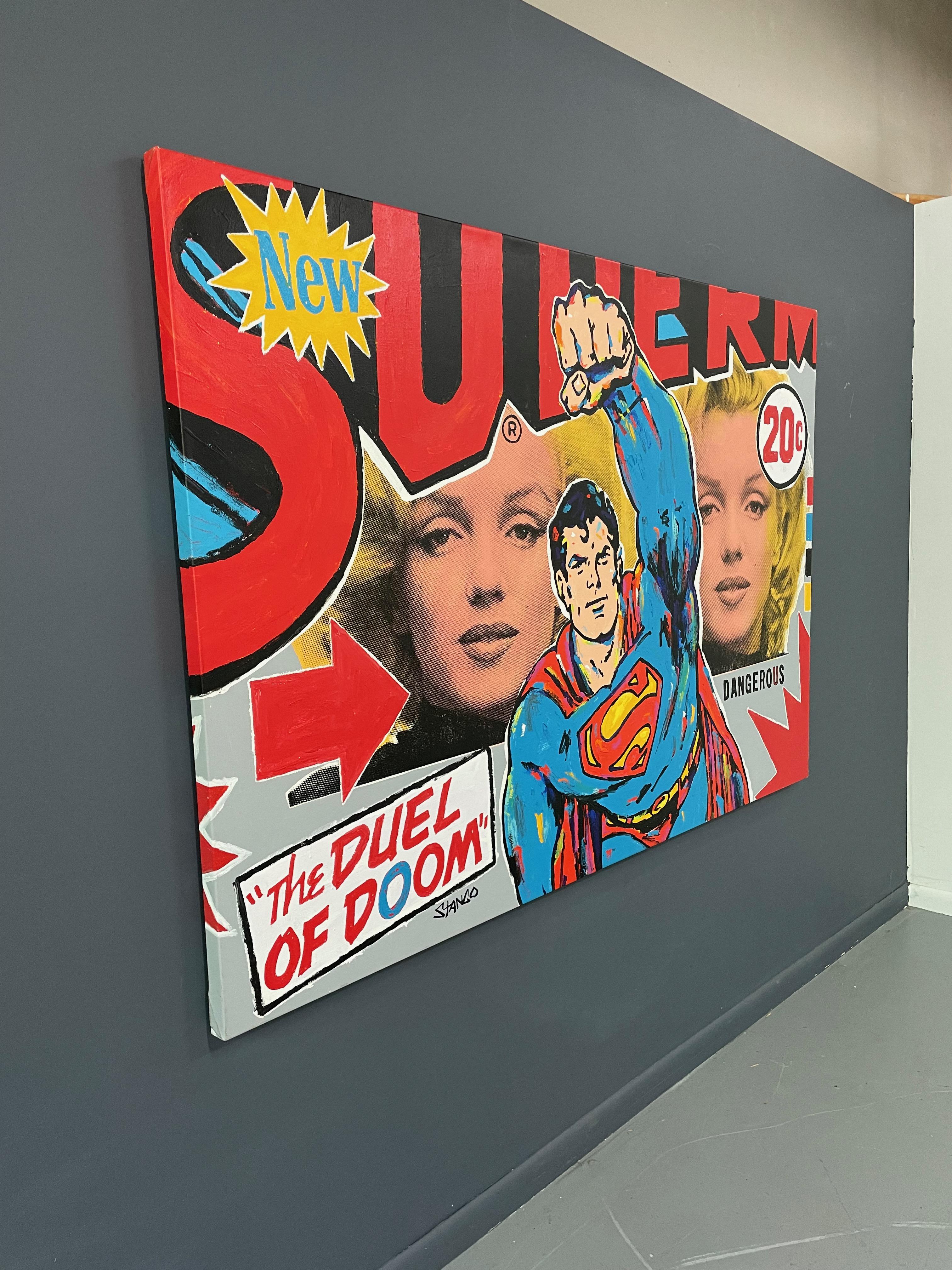 Postmoderne «uel of Doom », huile sur toile, Pop Art de John Stango en vente