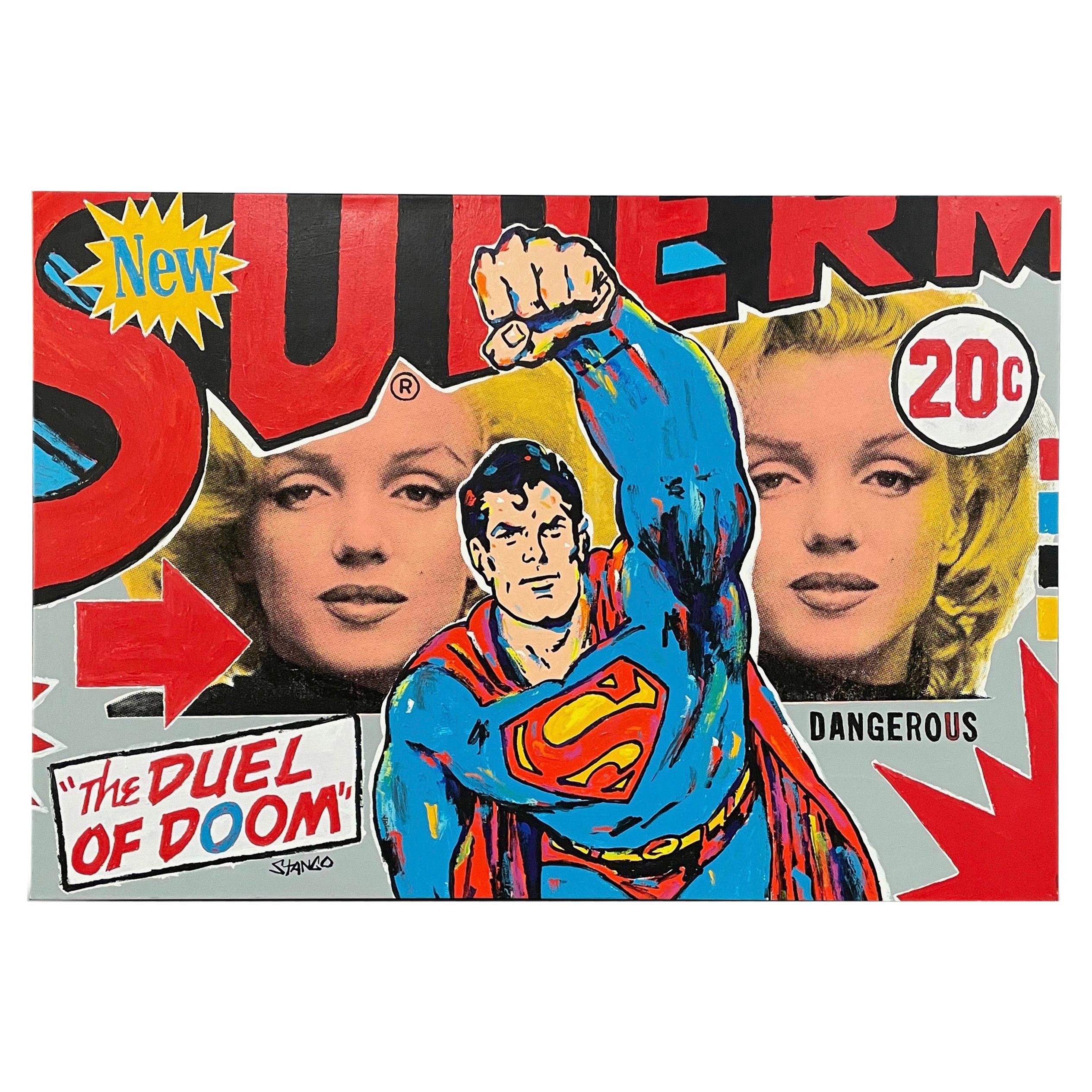 John Stango's Pop Art "Duel of Doom" Oil on Canvas For Sale