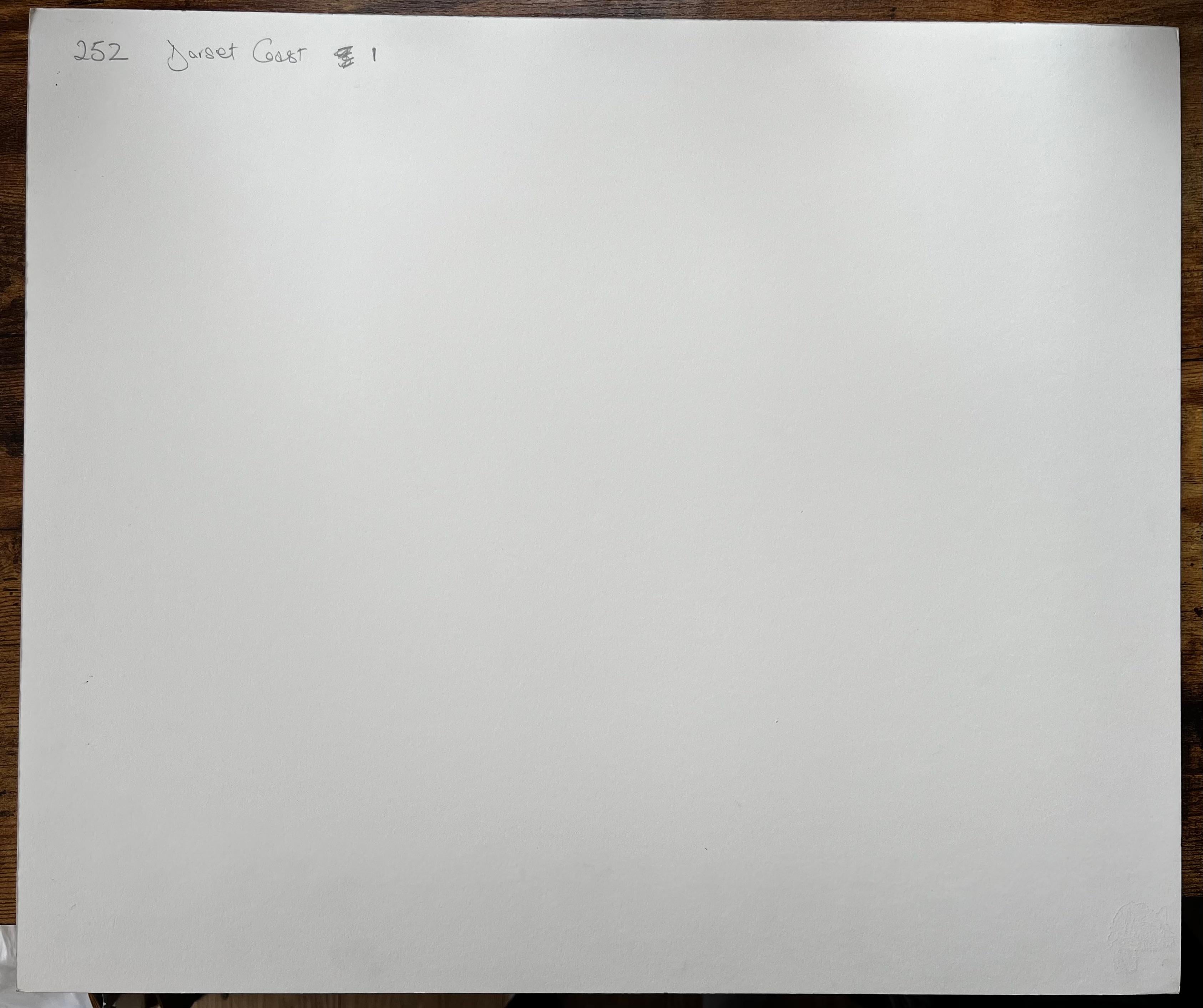 Klippenansicht der Küste von Dorset mit Meeresfelsen und Höhlen Signiertes Aquarell von 1995 im Angebot 3