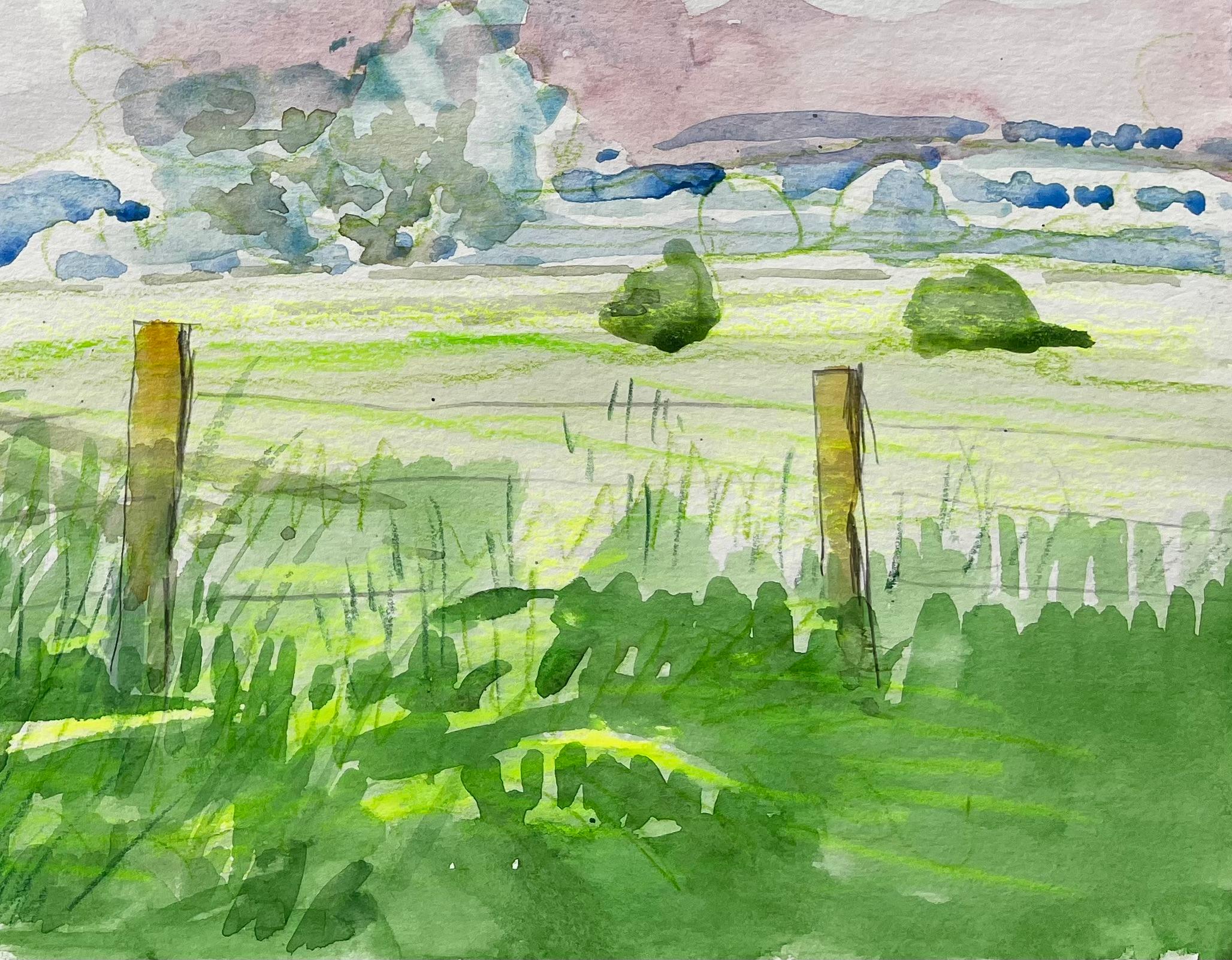Cuttleslowe Oxford Landschaft mit Bäumen Wiese und Sommerhimmel (Impressionismus), Art, von John Steane (b.1931)