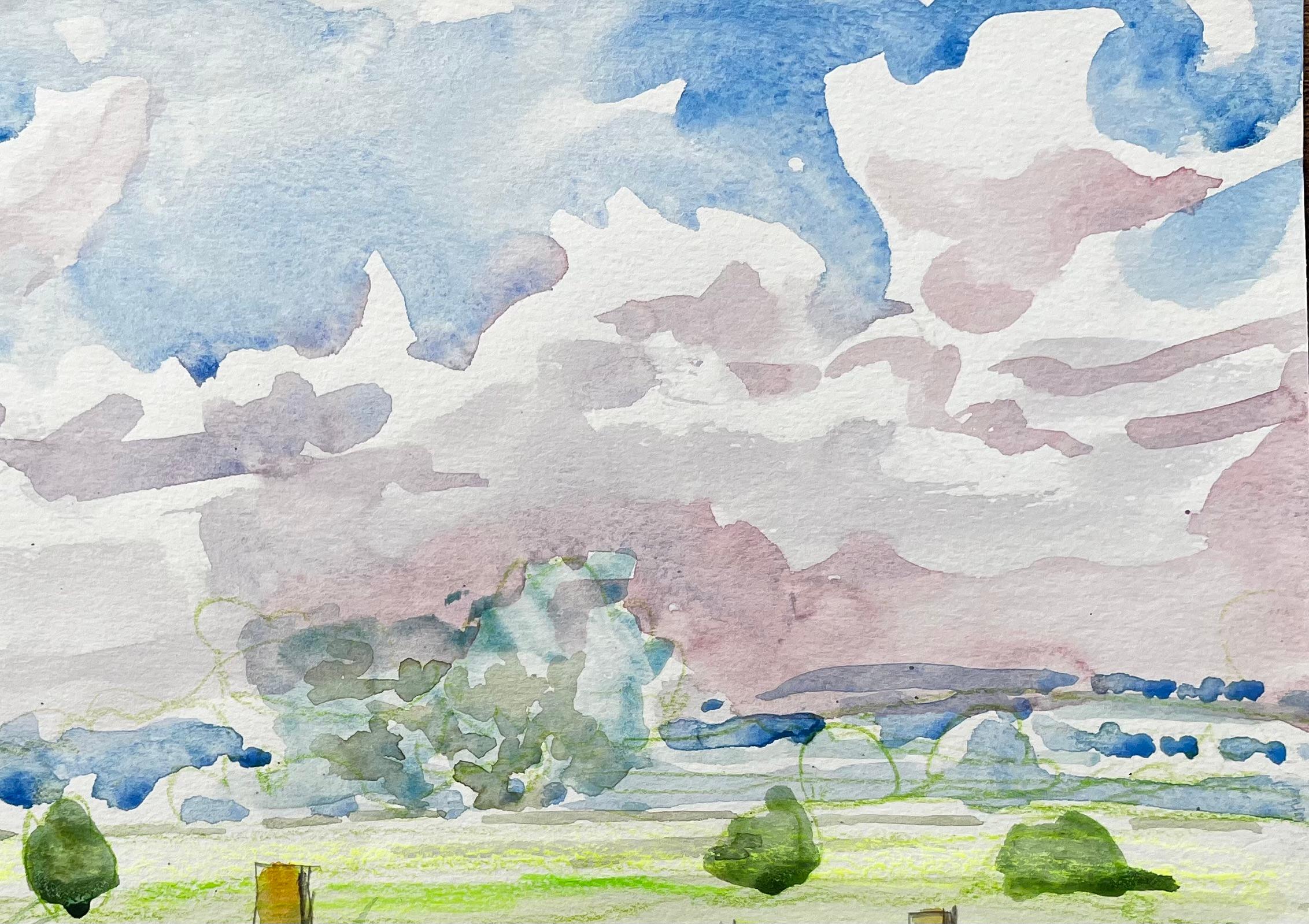 Cuttleslowe Oxford Landschaft mit Bäumen Wiese und Sommerhimmel im Angebot 1
