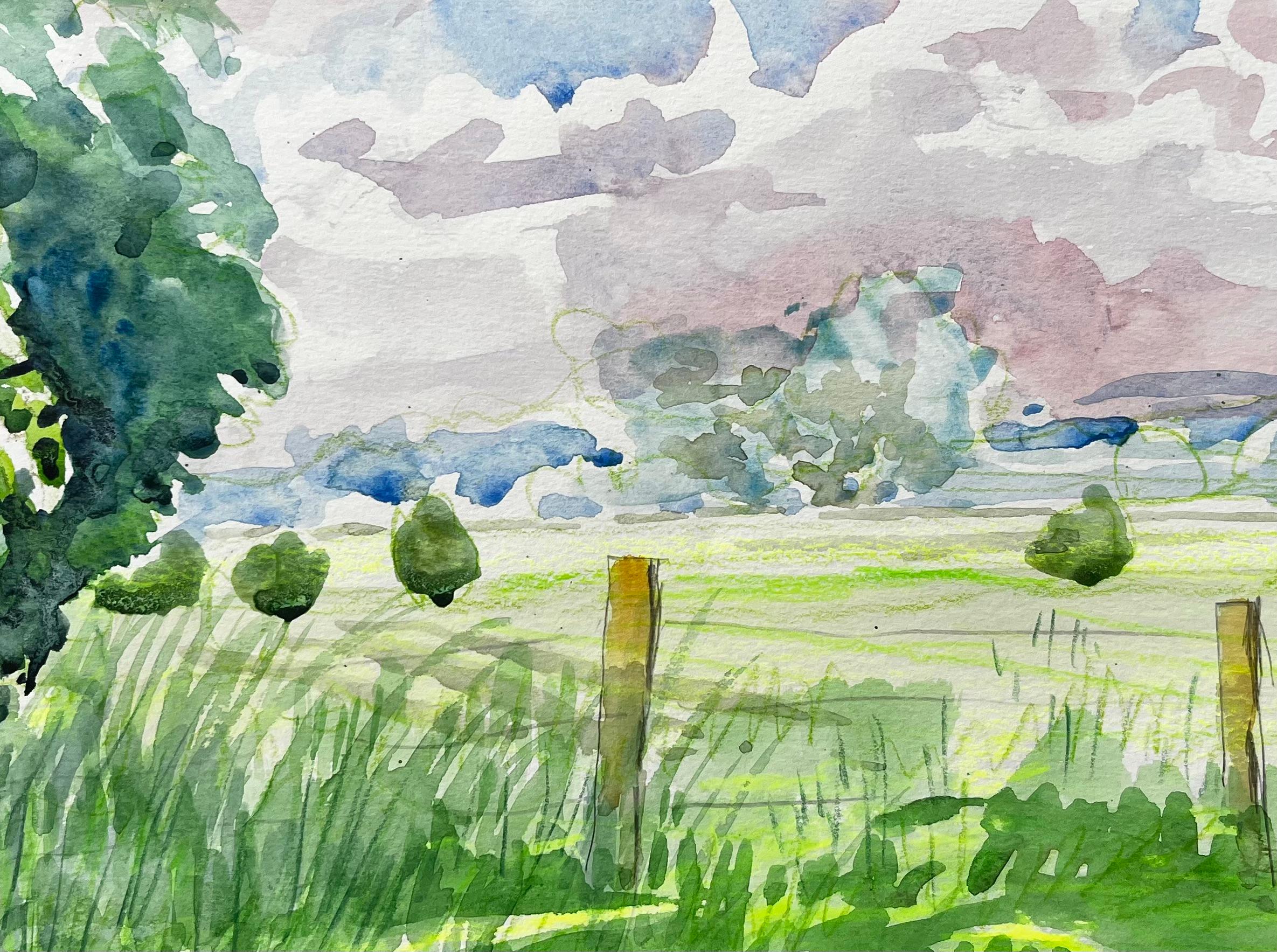 Cuttleslowe Oxford Landschaft mit Bäumen Wiese und Sommerhimmel im Angebot 2