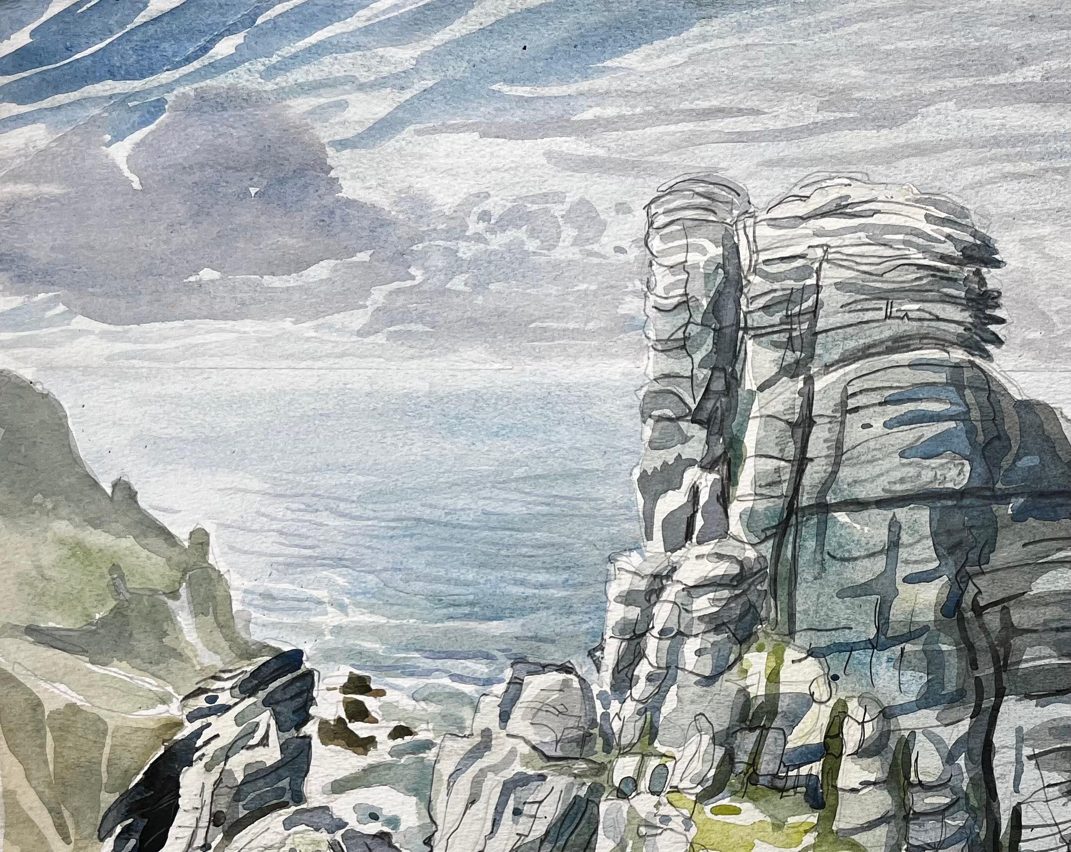 Formations rocheuses de la côte du Dorset et vue sur la mer 1977 par John Steane en vente 1