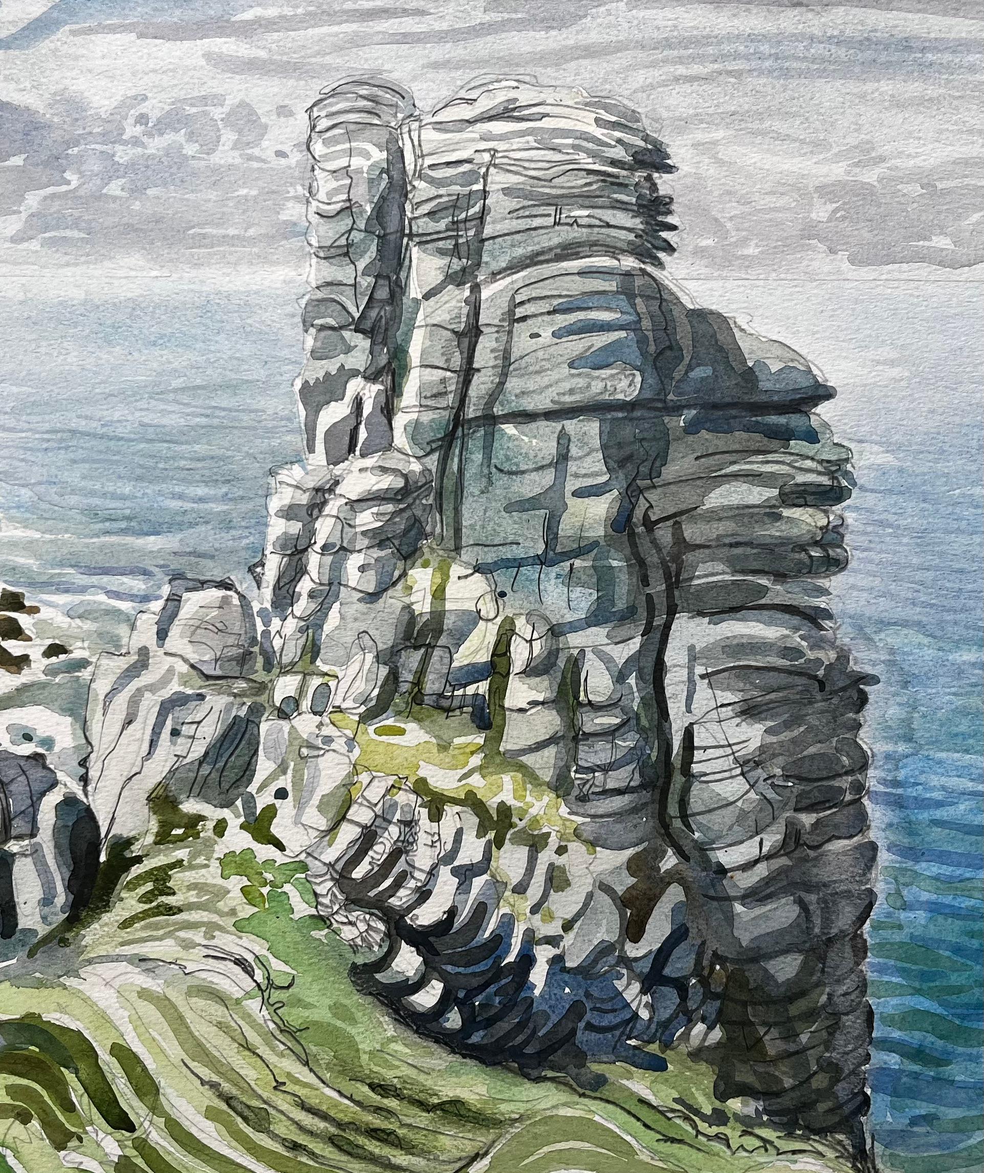 Formations rocheuses de la côte du Dorset et vue sur la mer 1977 par John Steane en vente 2