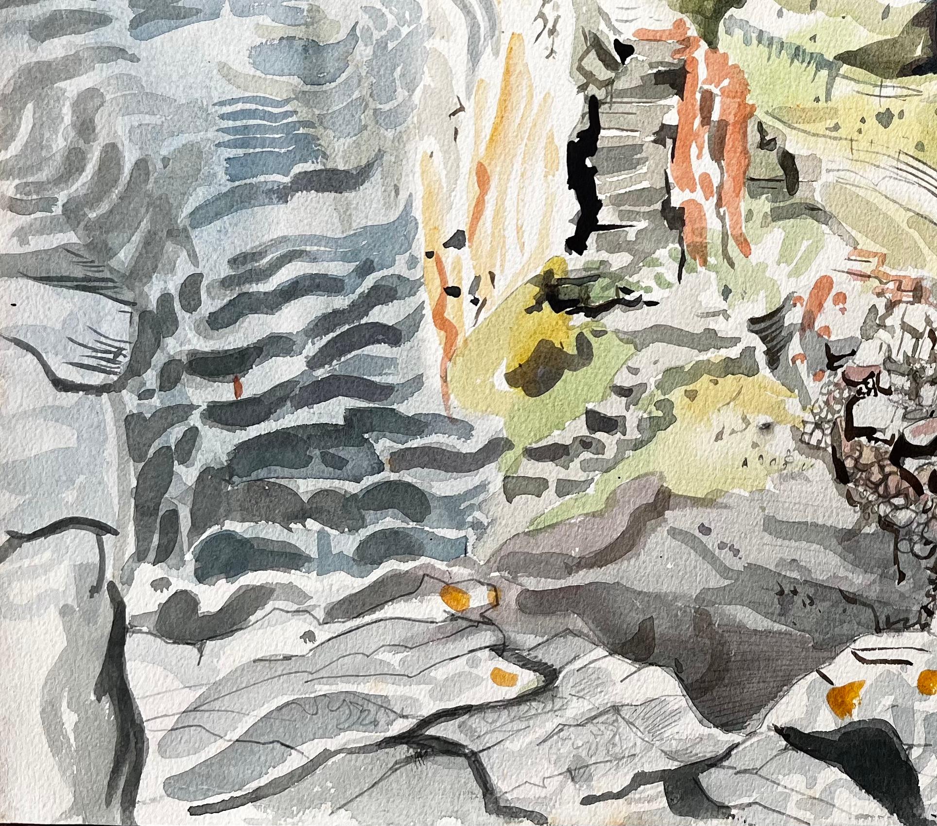 Title: Dramatic Dorset Coast Cliff Landscape Watercolour by John Steane 1971
by John Steane (b.1931)
Signed: Bottom right
Size: 15.75 inches (height) x 20 inches (width)
watercolor painting on paper, unframed
condition: Good, with minor edge